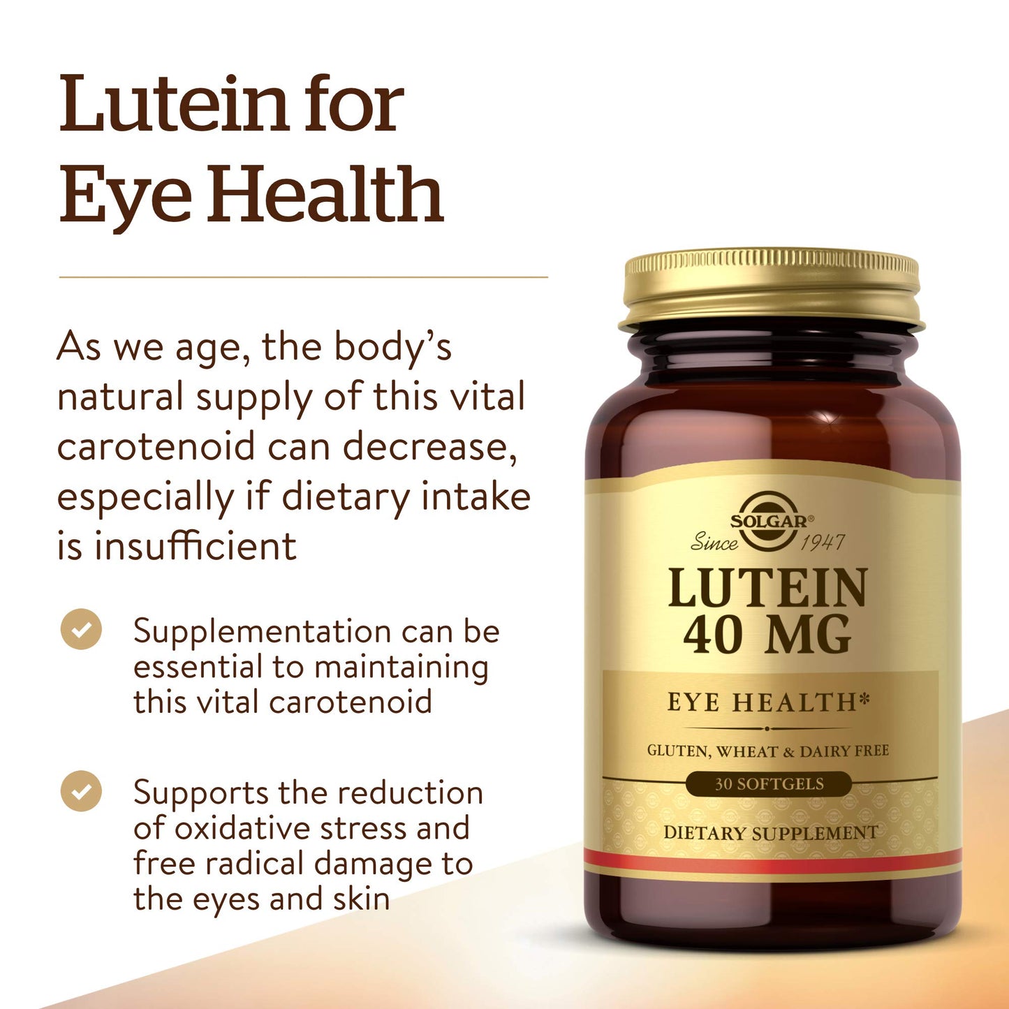 Solgar Lutein 40 mg Softgels, 30 Count