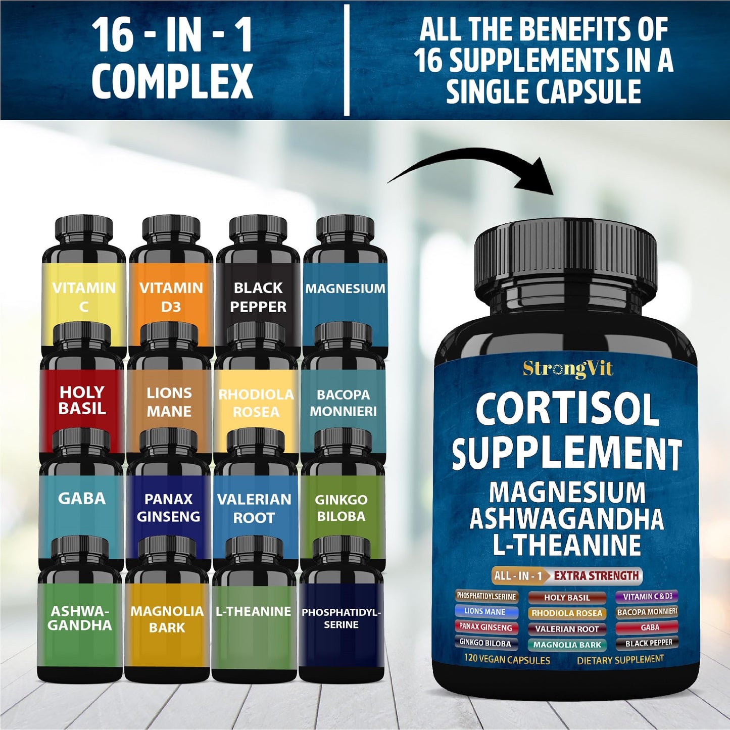 StrongVit Cortisol Supplements 120 Capsules