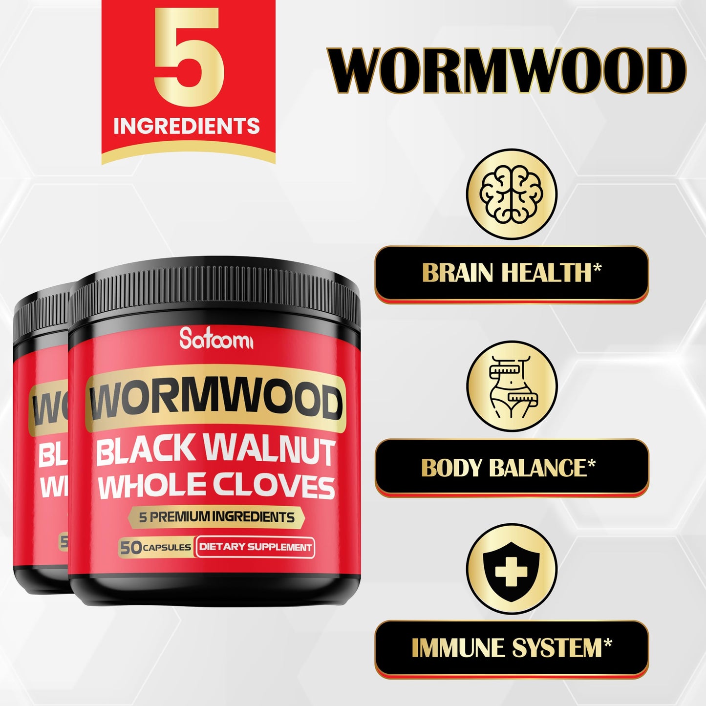 Satoomi 5-in-1 Wormwood Capsule, 100 Capsules