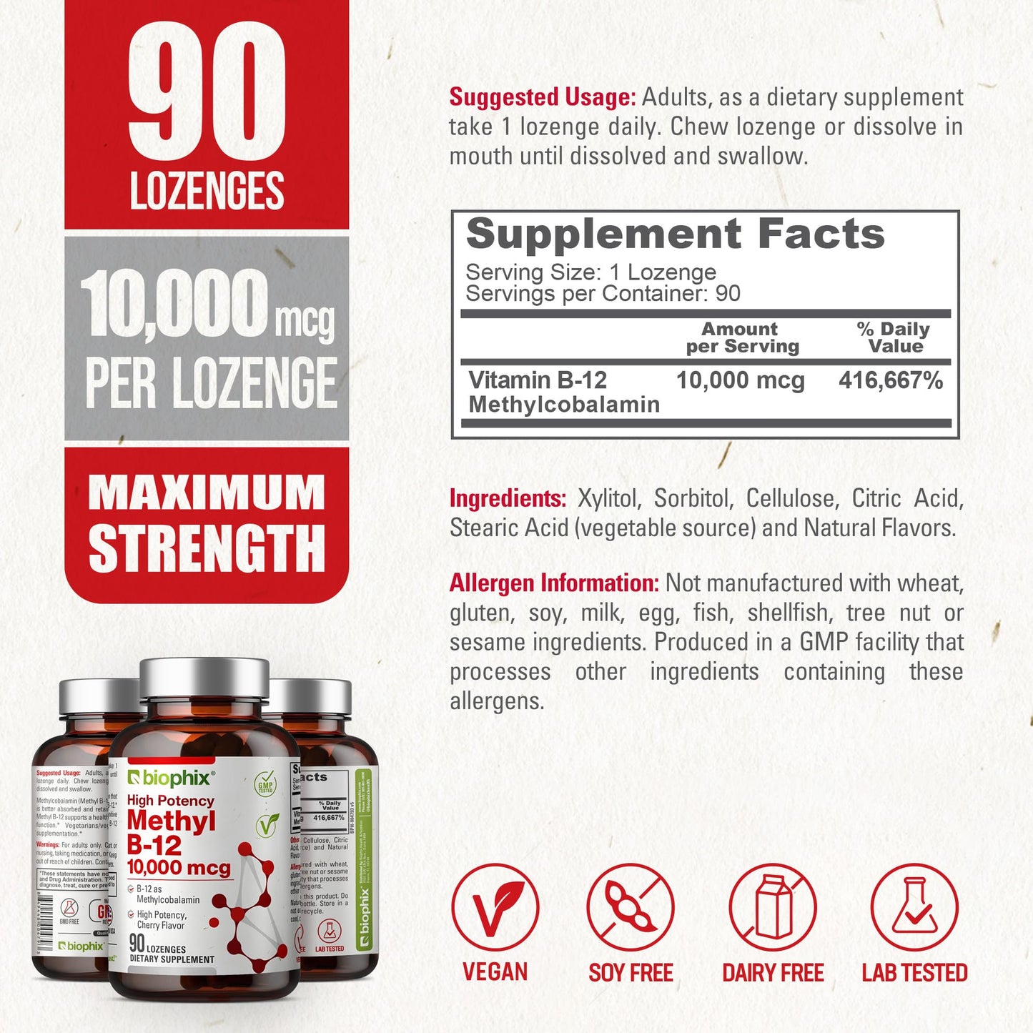biophix Methyl B-12 10000 mcg Lozenges 90