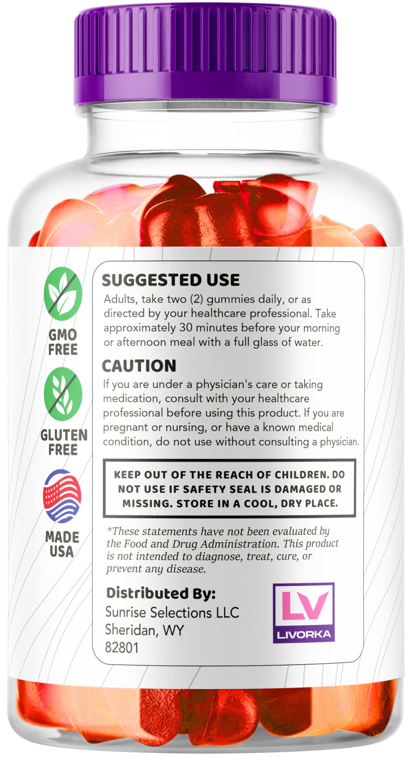 LIVORKA Pure Keto Essence Keto ACV Gummies, 180 Gummies