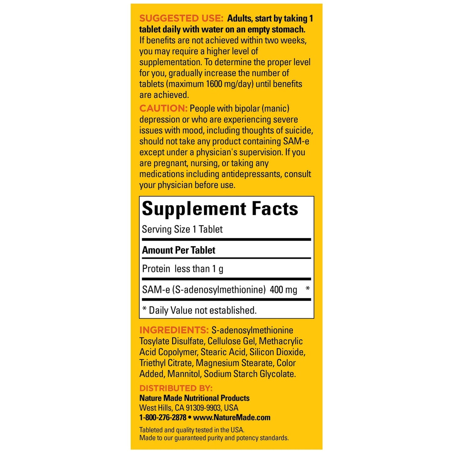 Nature Made SAM-e Complete 400 mg Tablets, 36 Count