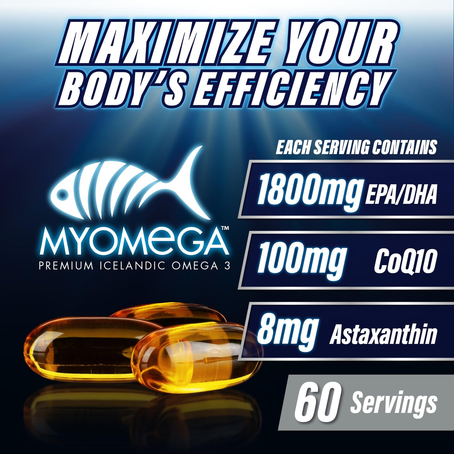 Myogenix Myomega Premium Icelandic Omega-3 with Co-Q10 and Astaxanthin 90 Softgels
