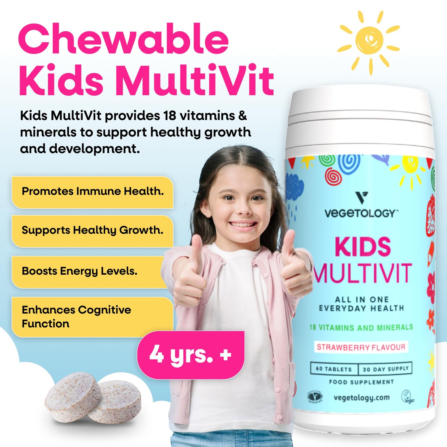 VEGETOLOGY Kids Multivitamin Supplement, 60 Tablets