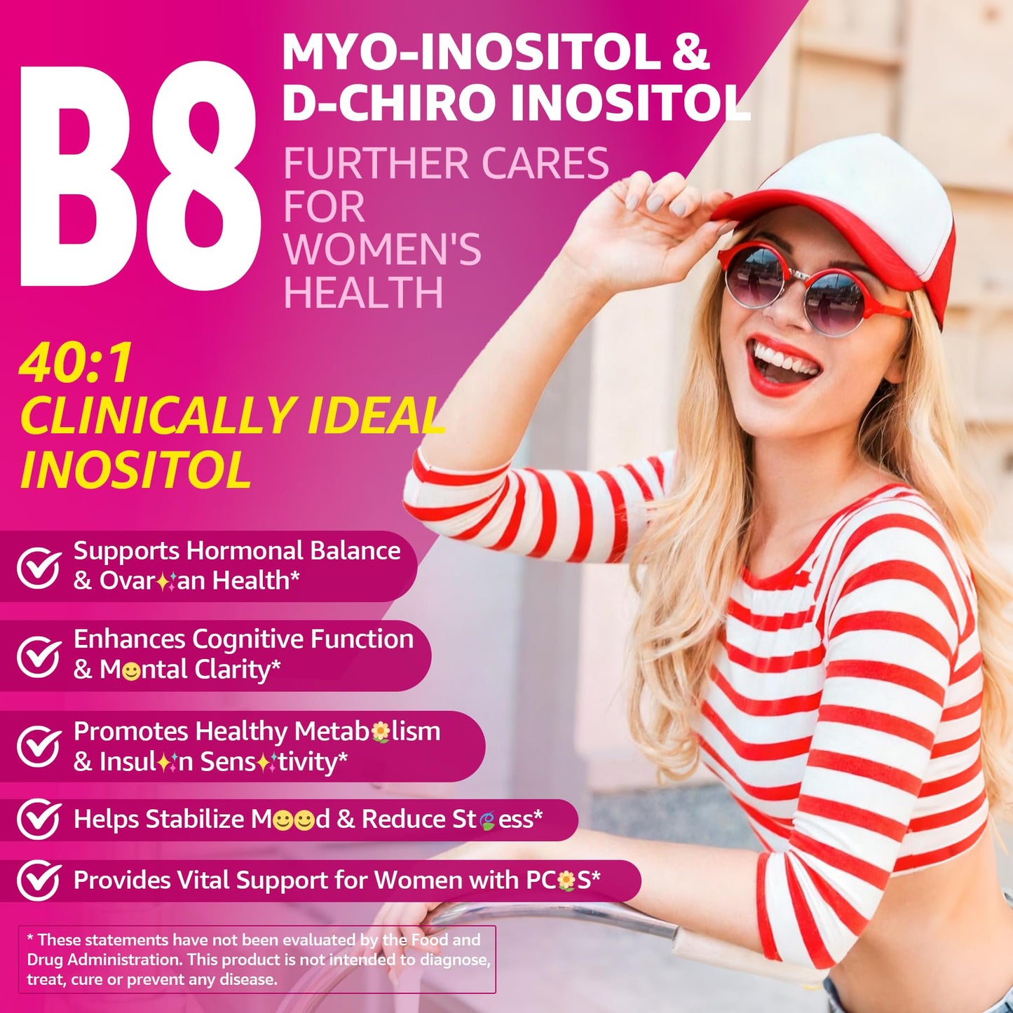 EnvyCure Myo-Inositol & D-Chiro Ideal 40:1 Inositol + Omega-3 (3:1) Gummies, 60 Count