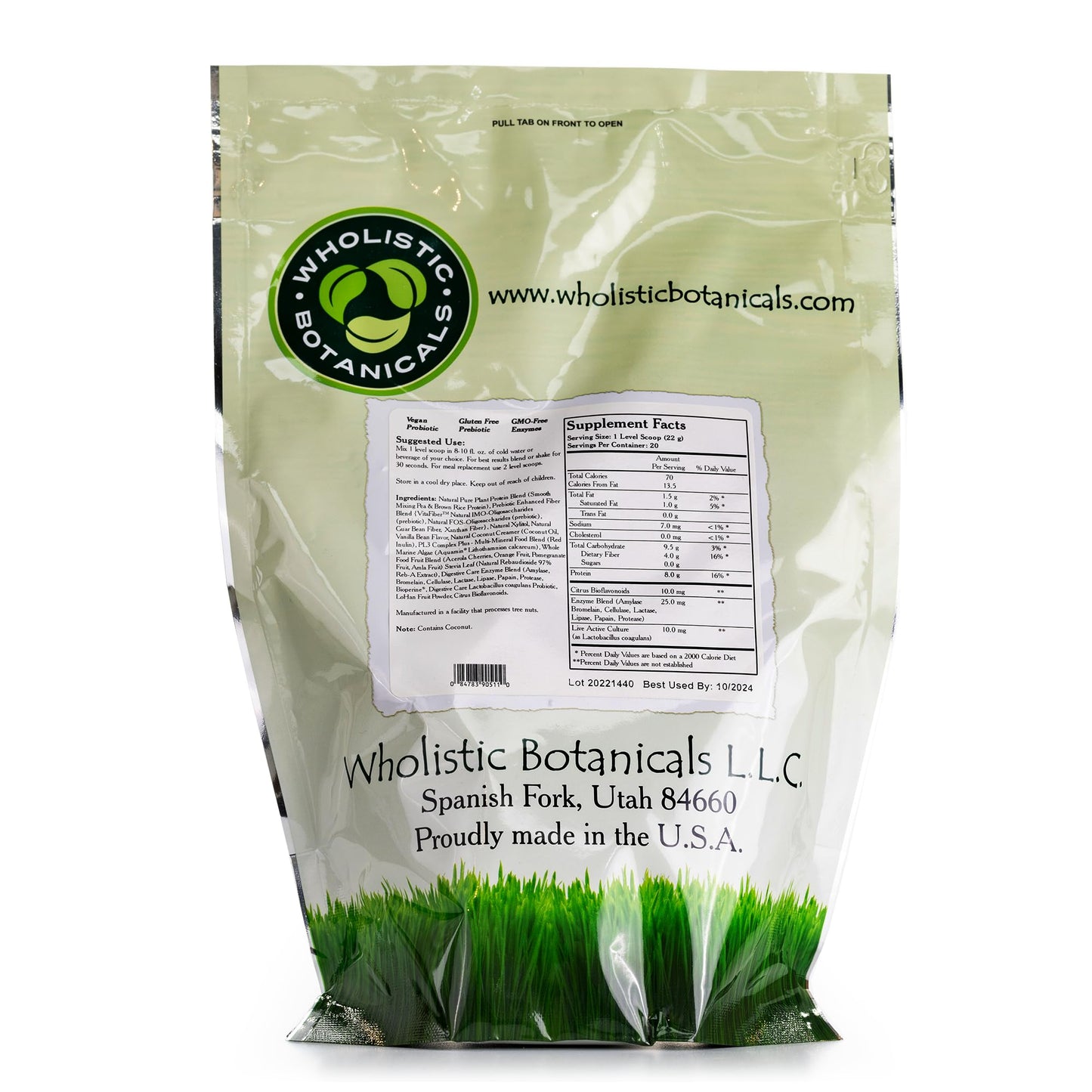 Wholistic Botanicals Pea Protein Vanilla Powder 1 Pound