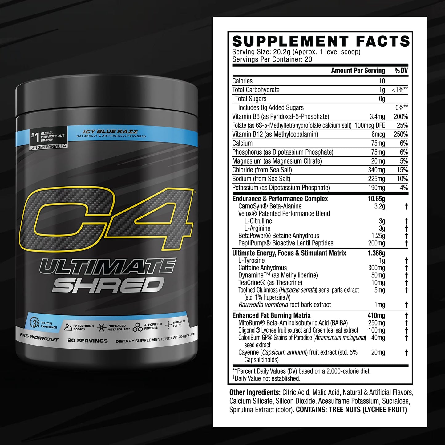 C4 Ultimate Shred Pre Workout Powder 11.1 Ounce