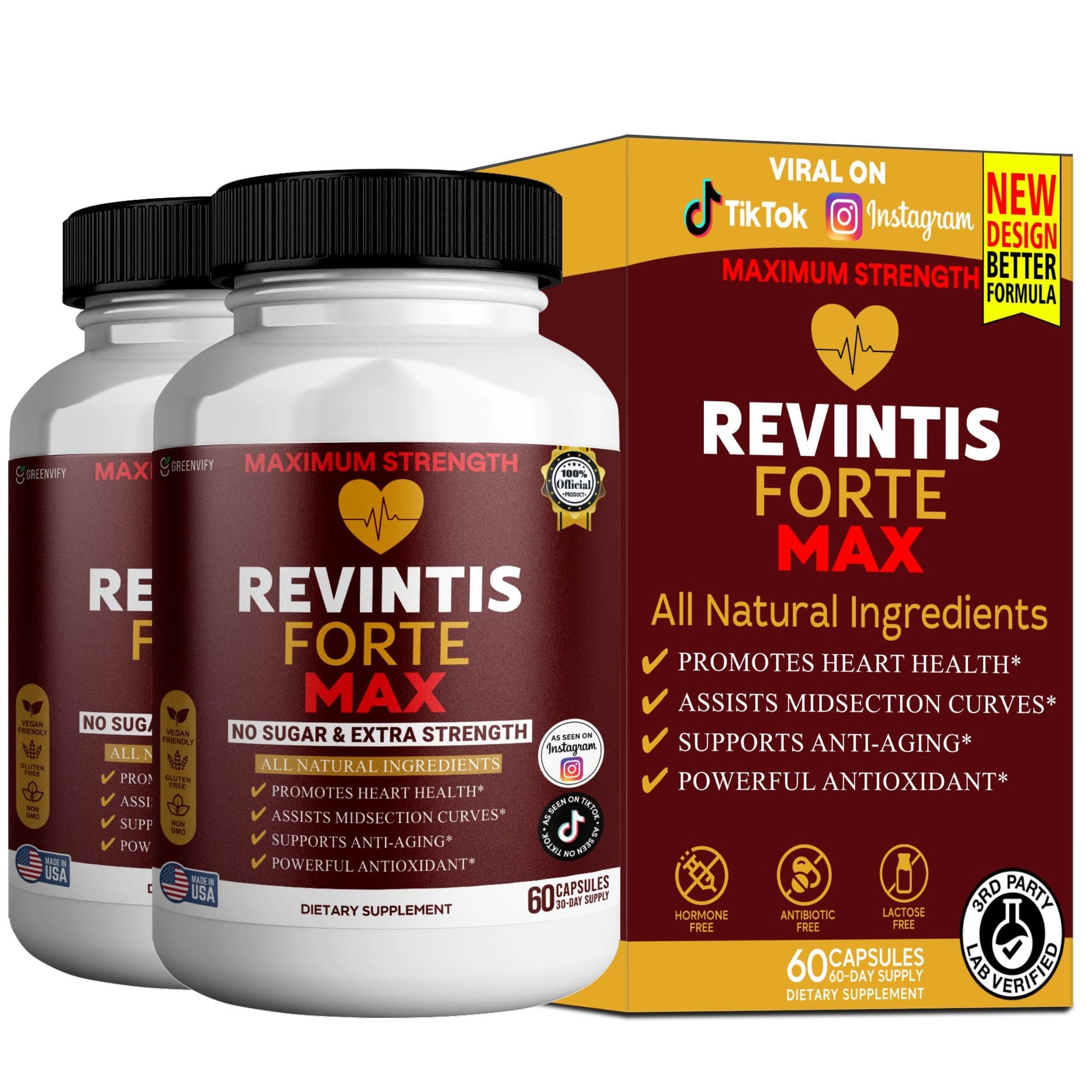 GREENVIFY Revintis Forte Max Resveratrol Capsules, 60 Count