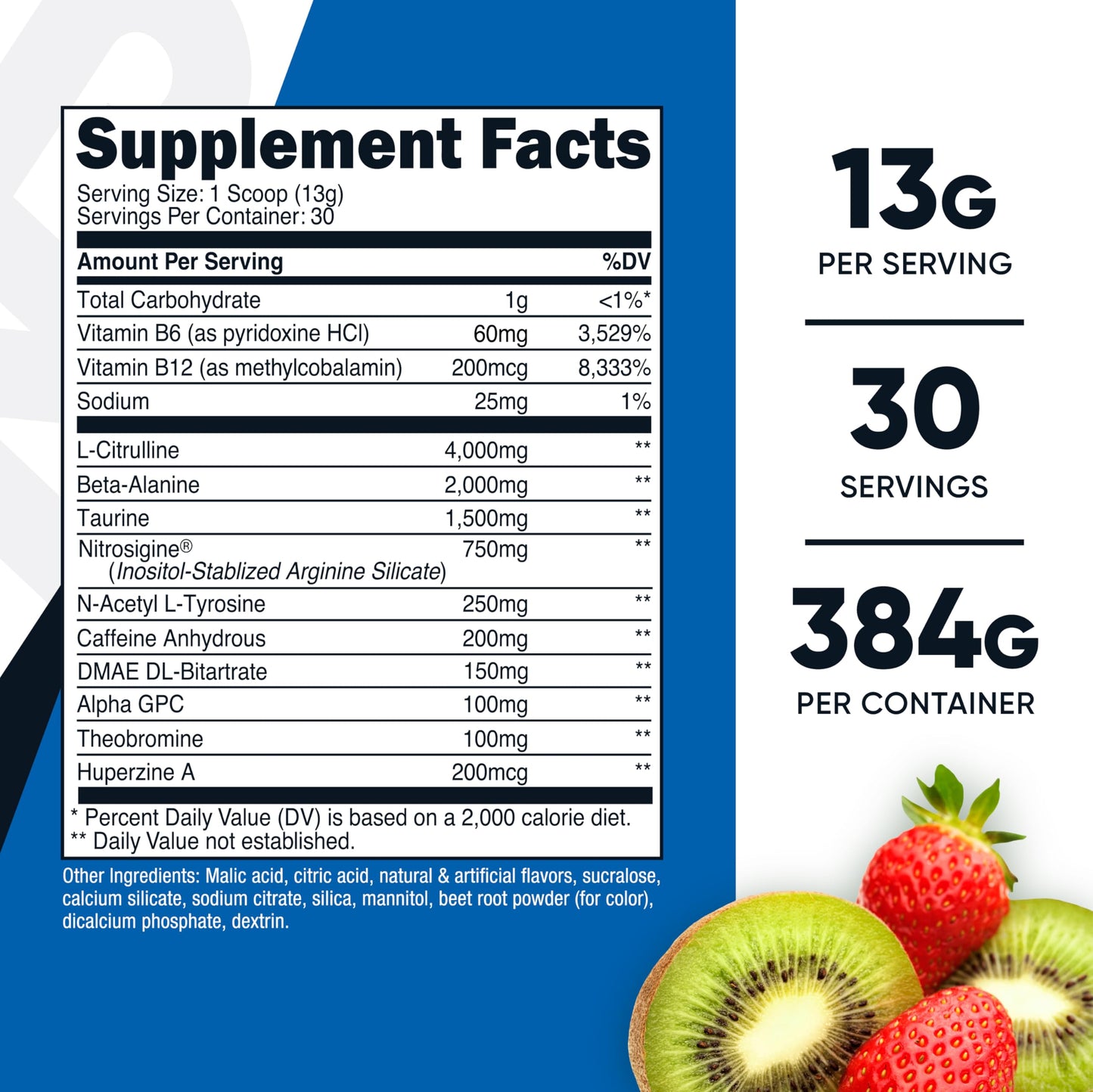 Nutricost Pre-Workout Powder Strawberry Kiwi 30 Servings