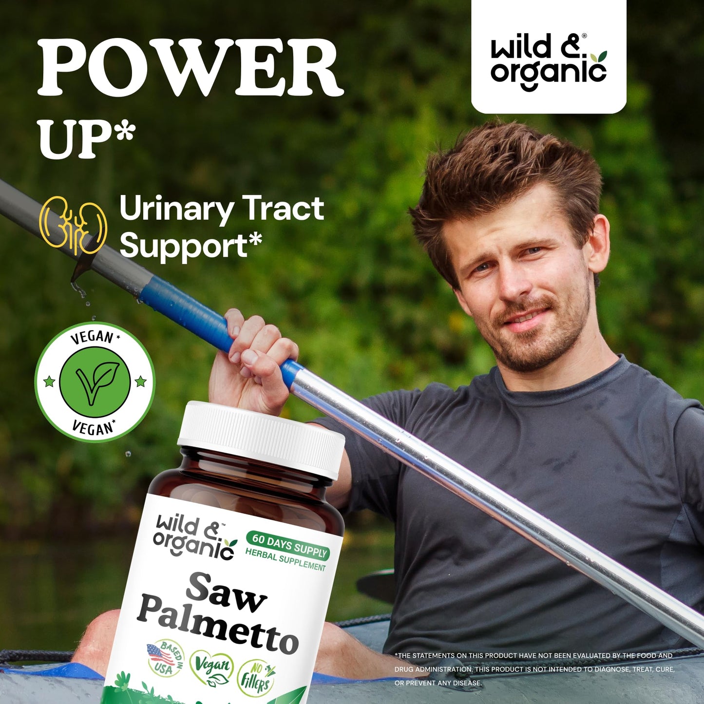 Wild & Organic Saw Palmetto 500 mg Capsules, 60 Count