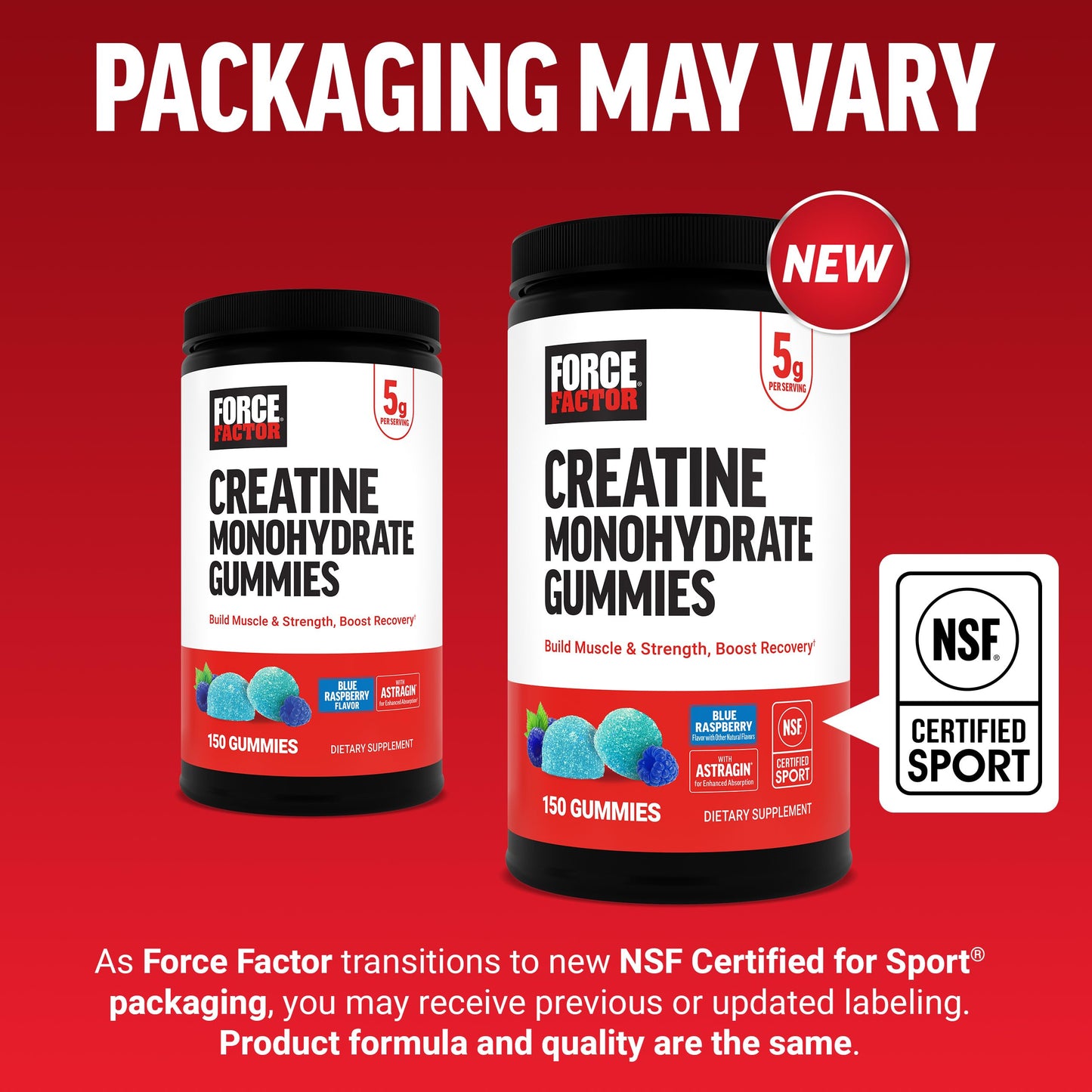 Force Factor Creatine Monohydrate Gummies, 150 Gummies