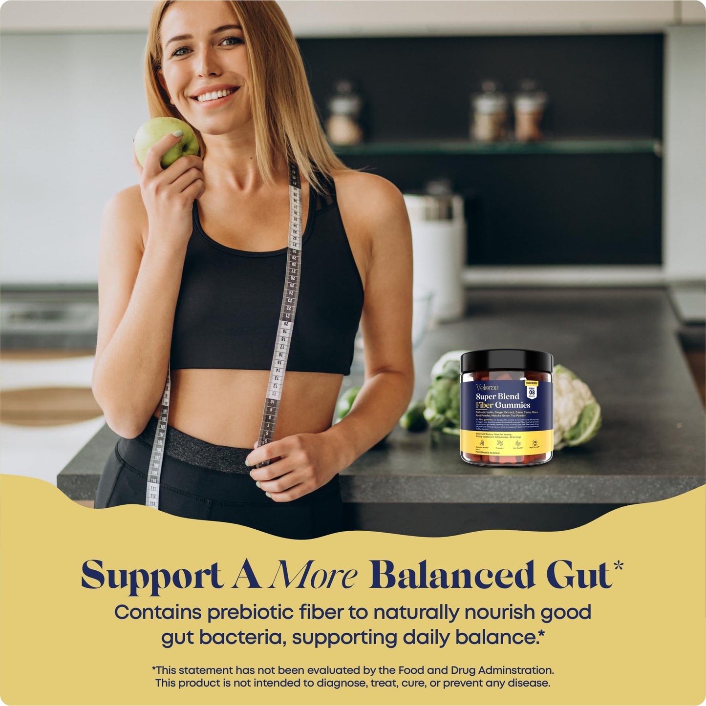 Veloraa Super Blend Fiber Gummies for Adults Chewable – 60 Count