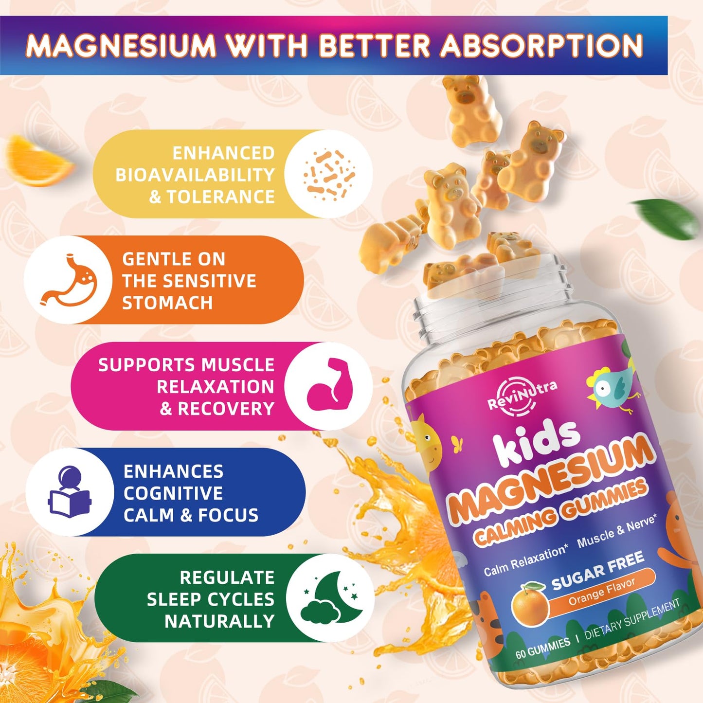 ReviNutra Calm Magnesium Gummies for Kids 120 Gummies