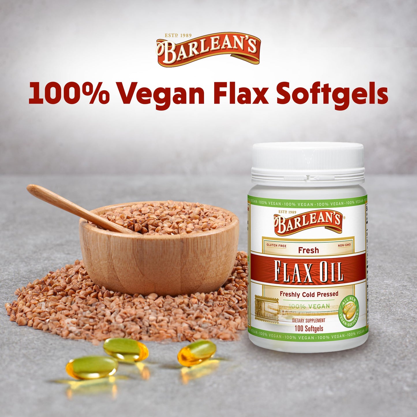 Barlean's Vegan Flaxseed Oil Softgels 100 Count