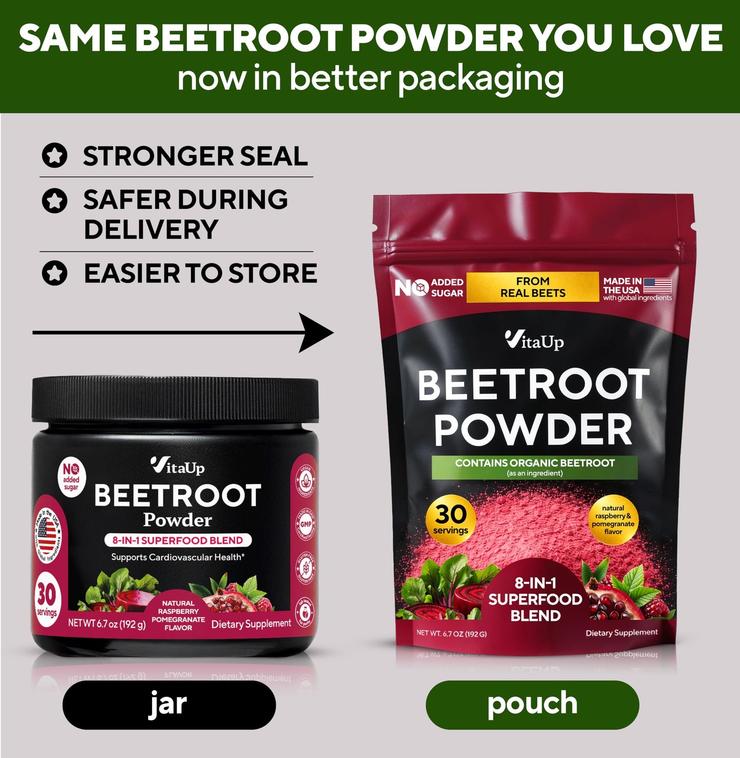 VitaUp Beet Root Powder 8 in 1, 6.7 Ounce