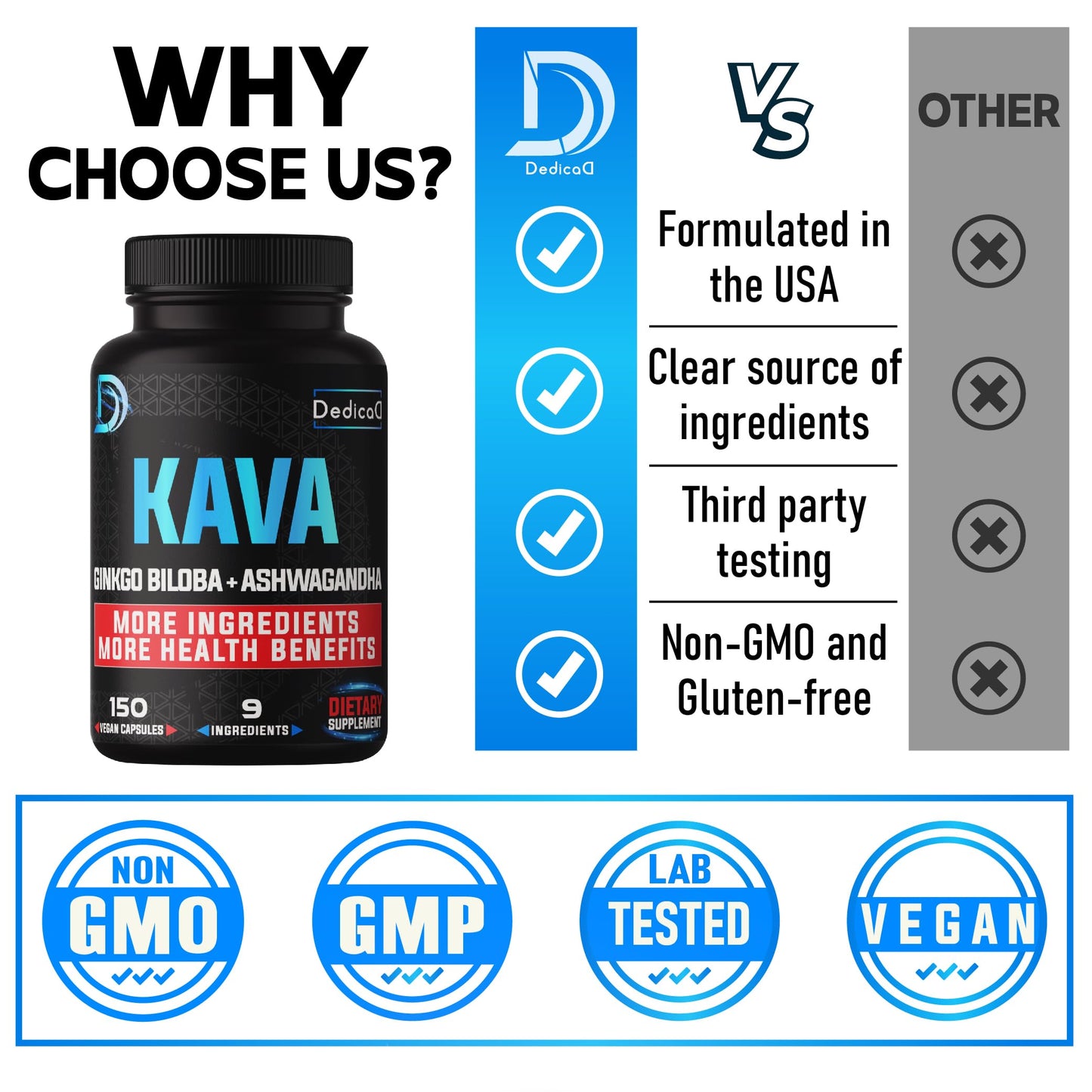 DEDICAD Kava Kava Capsules 150 Capsules
