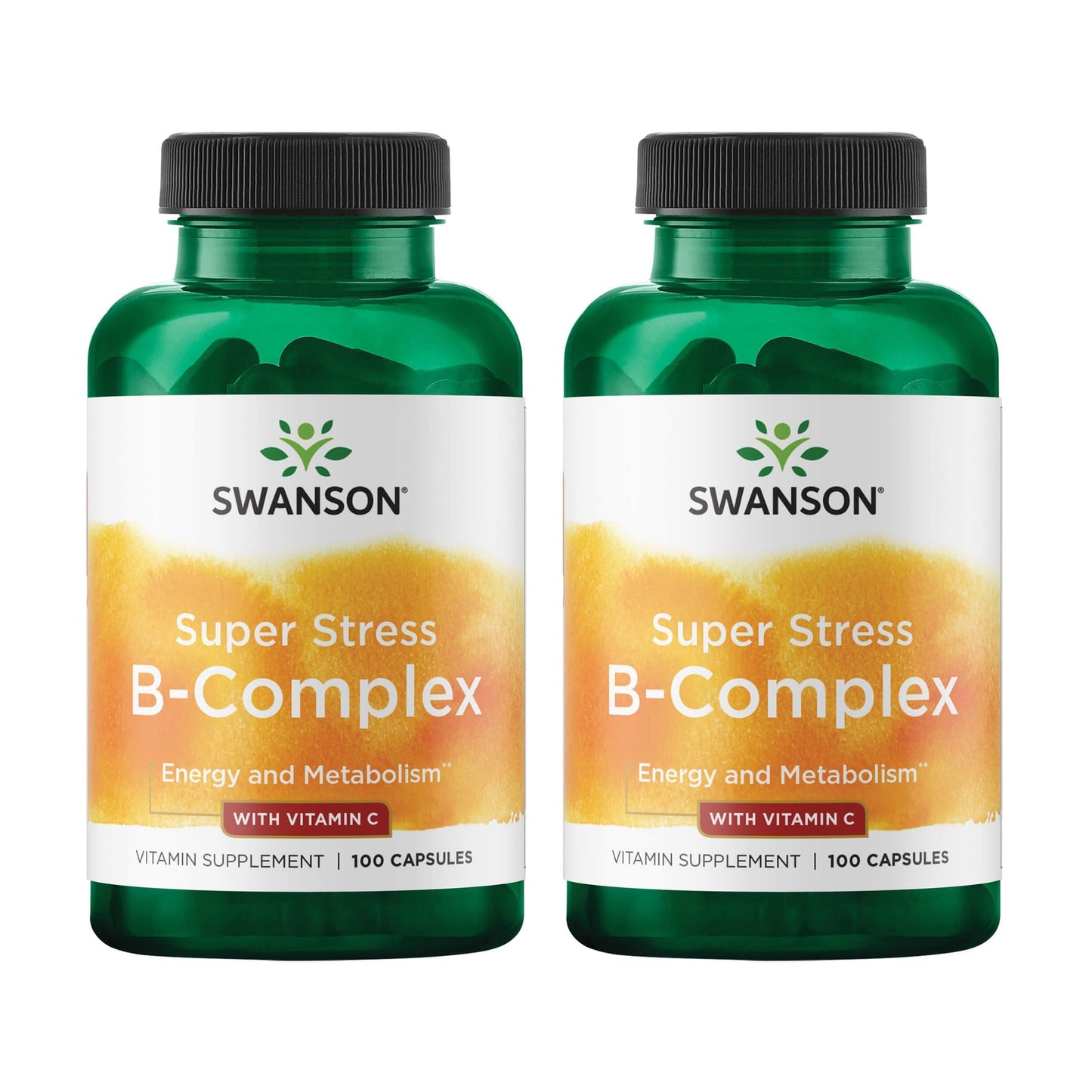 Swanson Super Stress B-Complex with Vitamin C Capsules, 200 Capsules