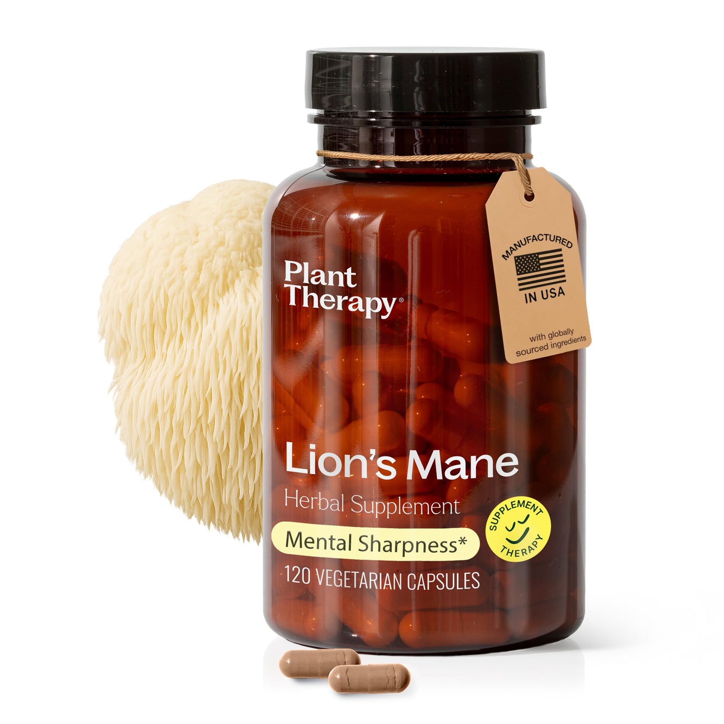 Plant Therapy Lion's Mane Mushroom Supplement Capsules 120 Vegetarian Capsules