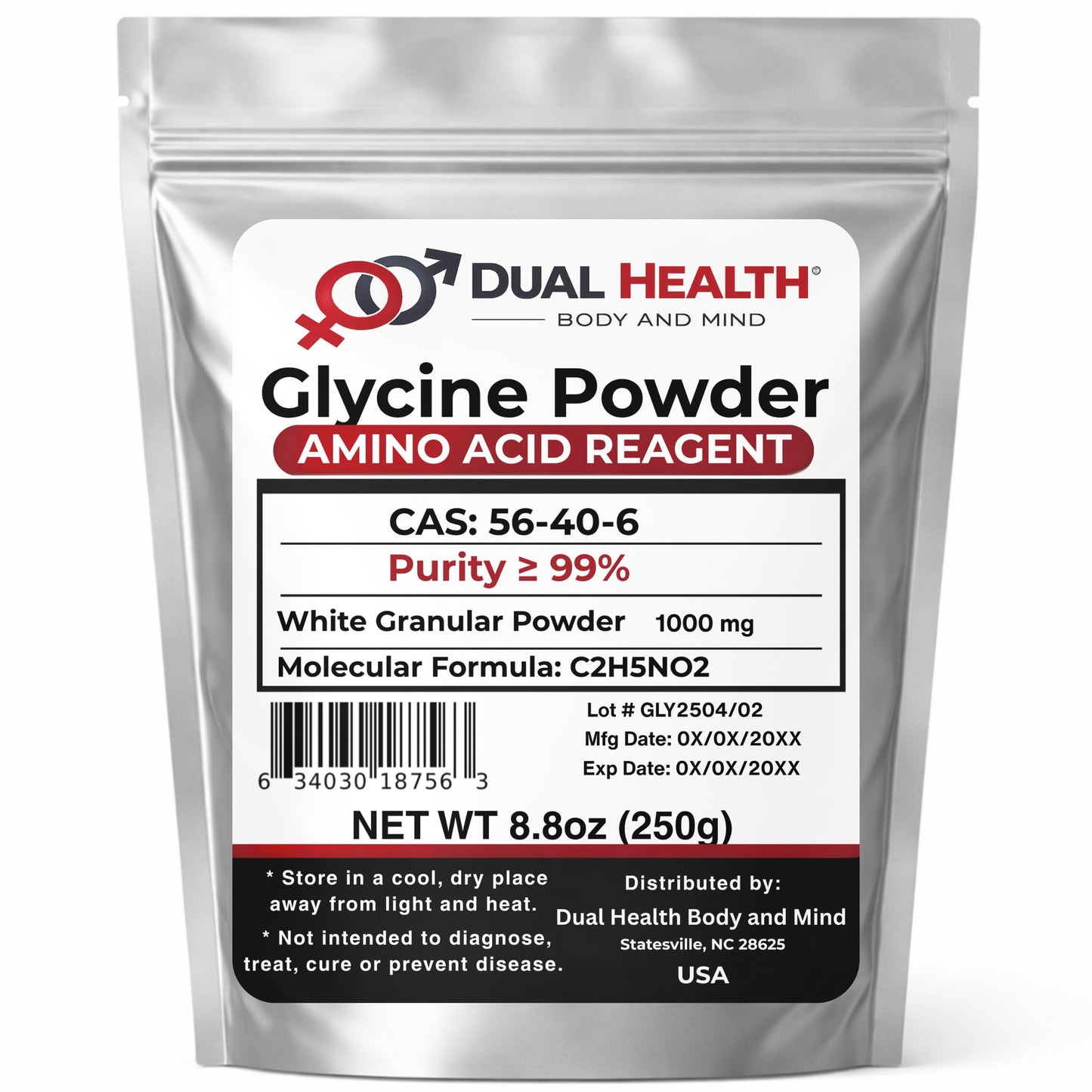 Dual Health Body & Mind Glycine Powder 8.82 Ounce