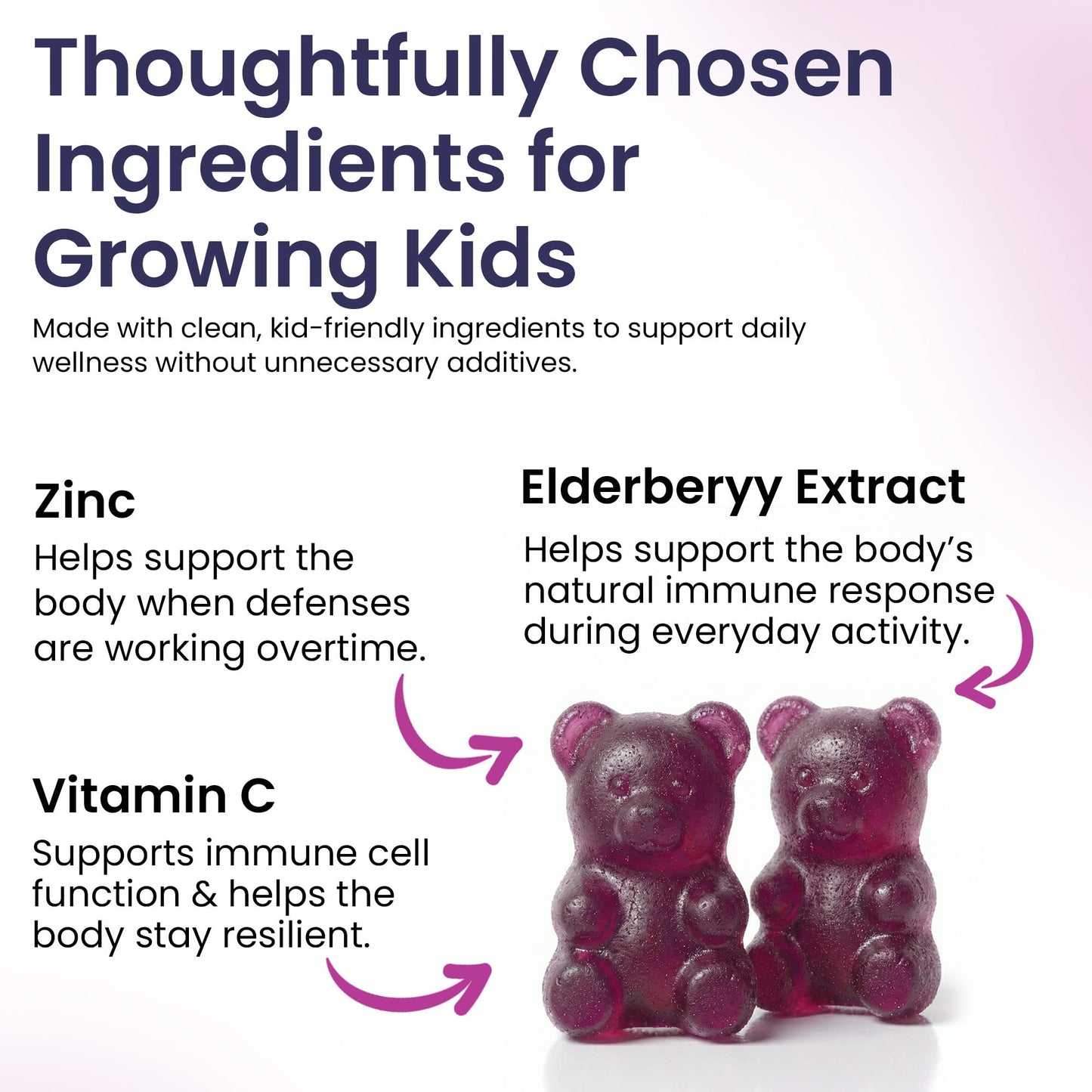 Pharmlitalia Elderberry Gummies for Kids 3 in 1 Elderberry Vitamin C and Zinc, Gummy, 60 Count