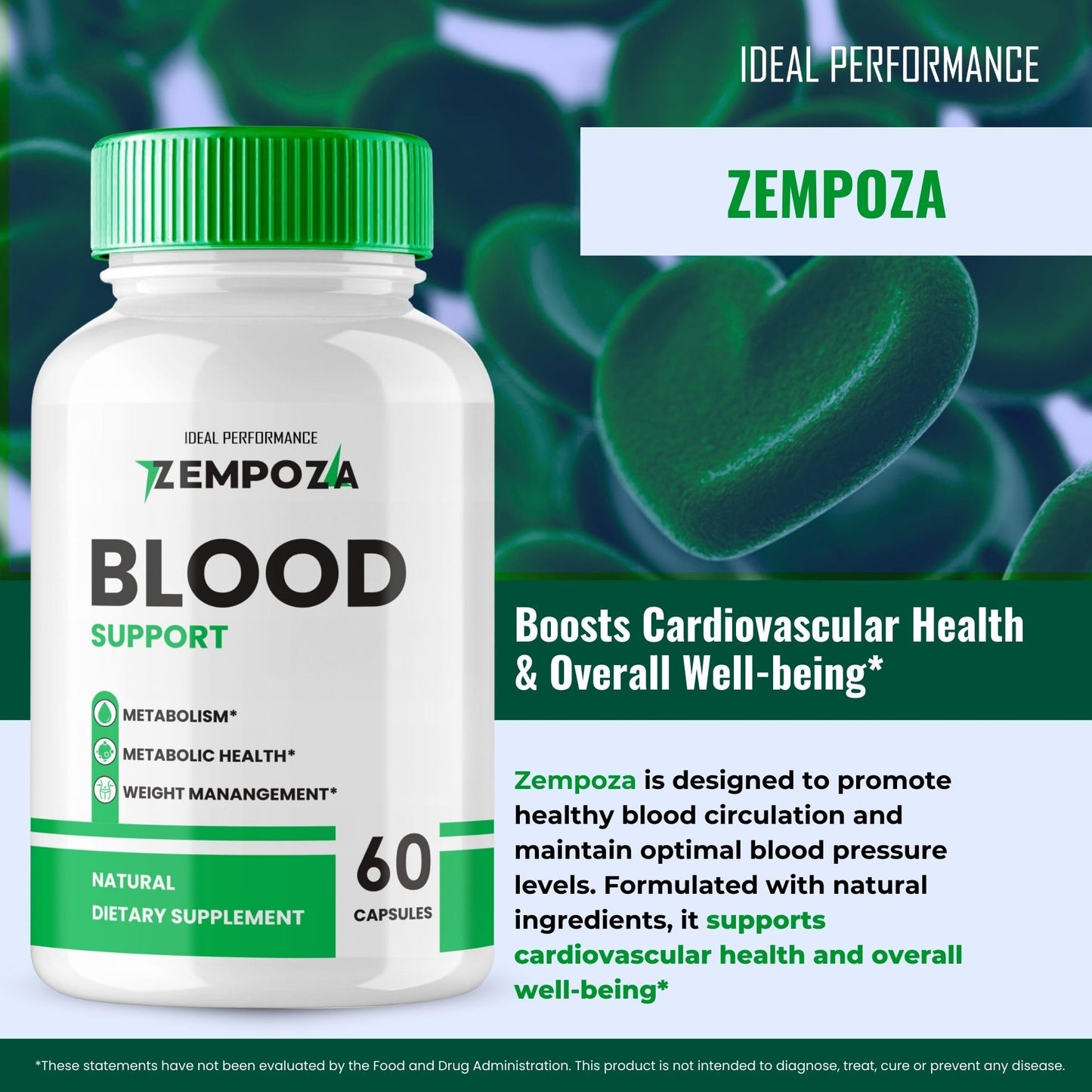 IDEAL PERFORMANCE Zempoza Blood Formula Supplement Capsules, 120 Capsules