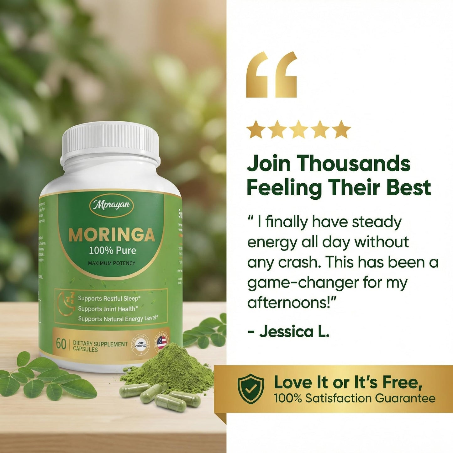 MPRAYAN Moringa Capsules, 60 Veg Capsules