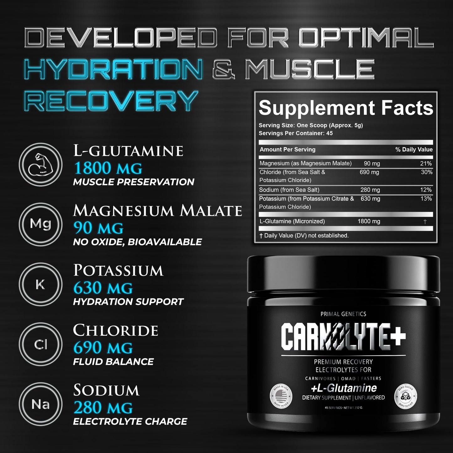 PRIMAL GENETICS Carnivore Electrolytes Powder, 8.2 oz