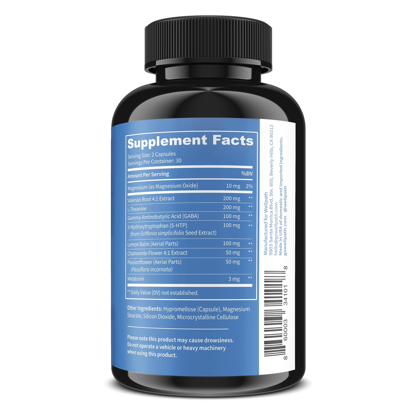 WellPath Rest Valerian Root Sleep Aid for Adults with Melatonin & L-Theanine Capsules, 60 Count