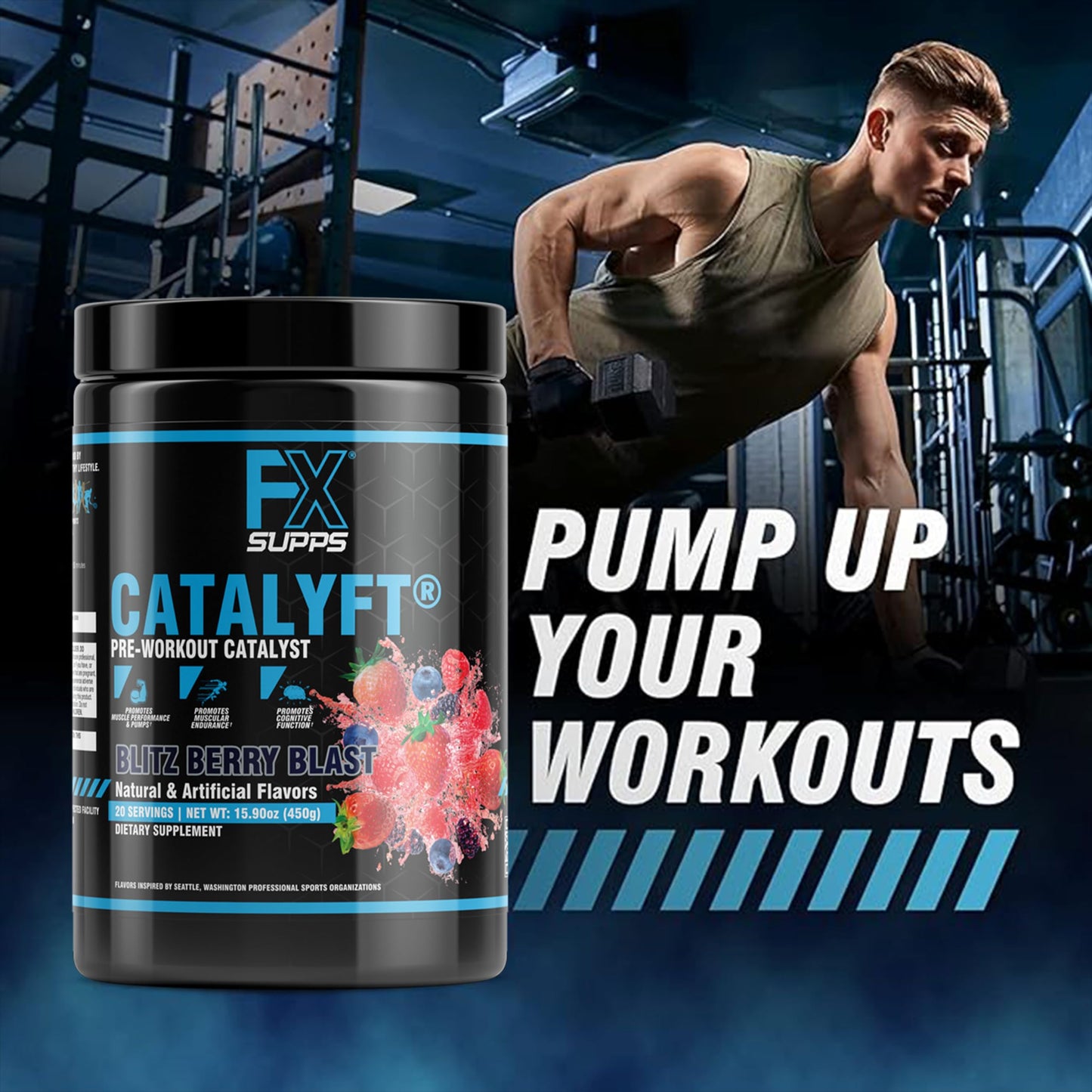FXSUPPS Catalyft Pre-Workout Powder Blitz Berry Blast 18.9