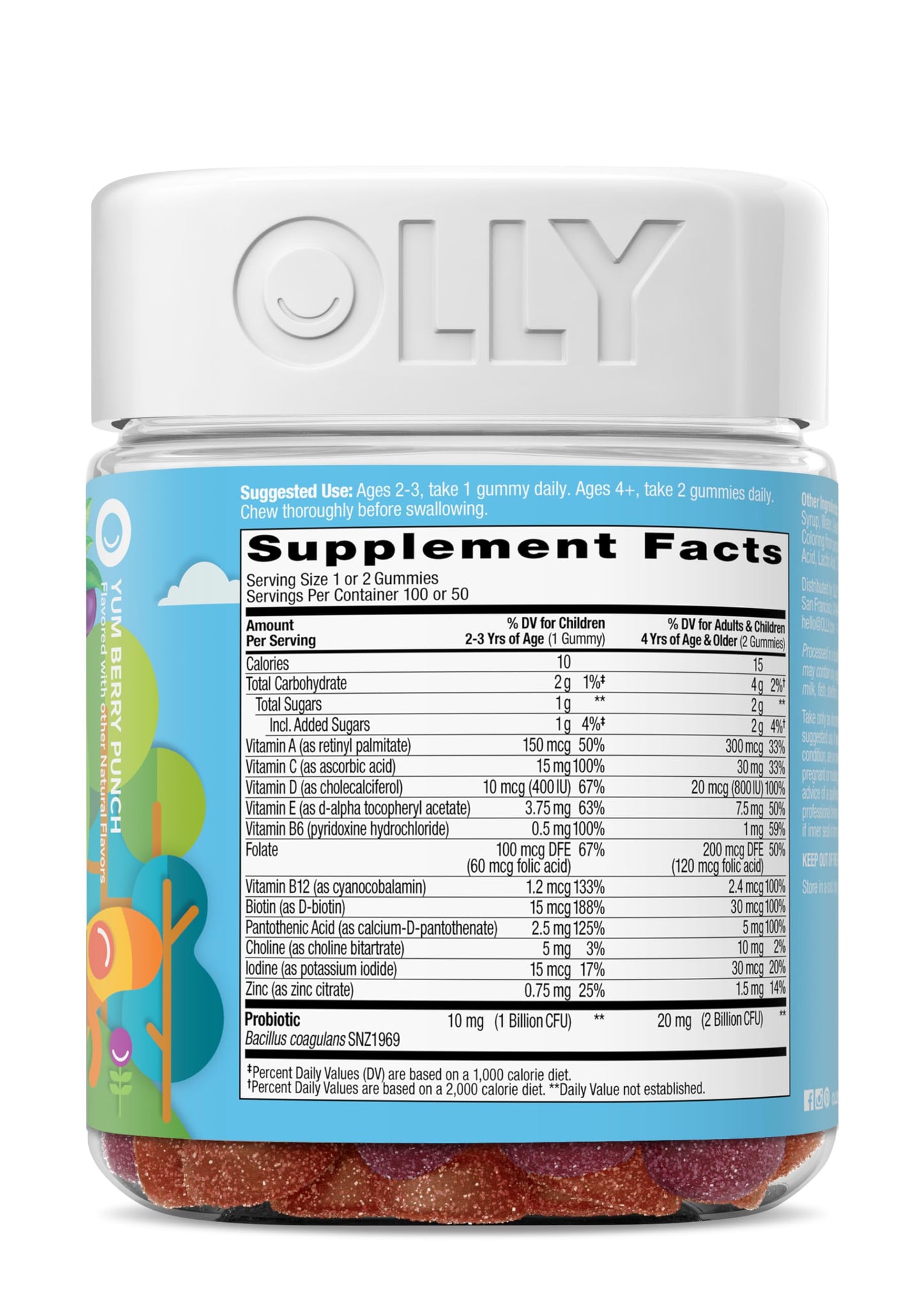 OLLY Kids Multivitamin & Probiotic Gummy 100 Count