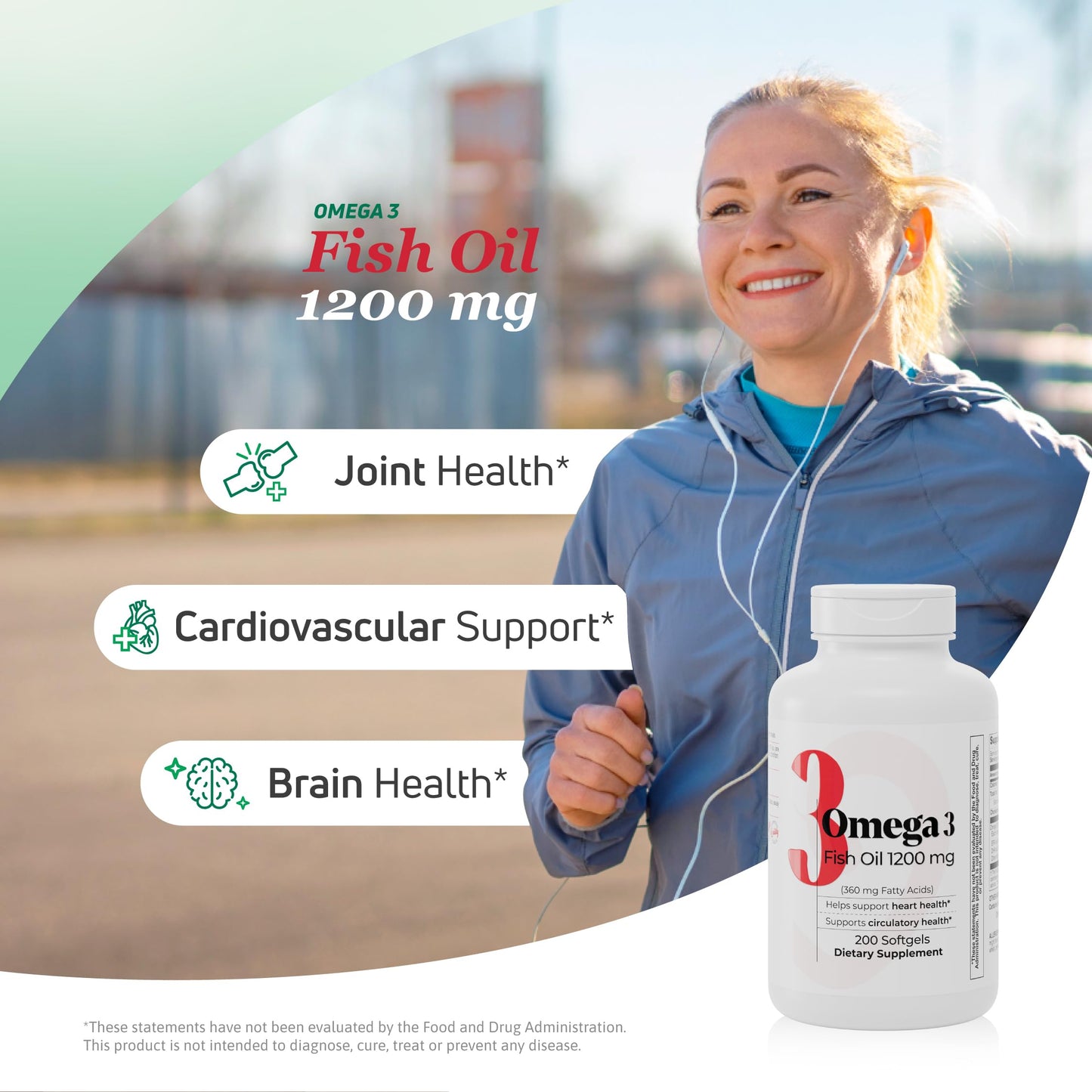 Nutra Nutrition Fish Oil 1200 mg Heart Circulatory Support Softgels 200 Count