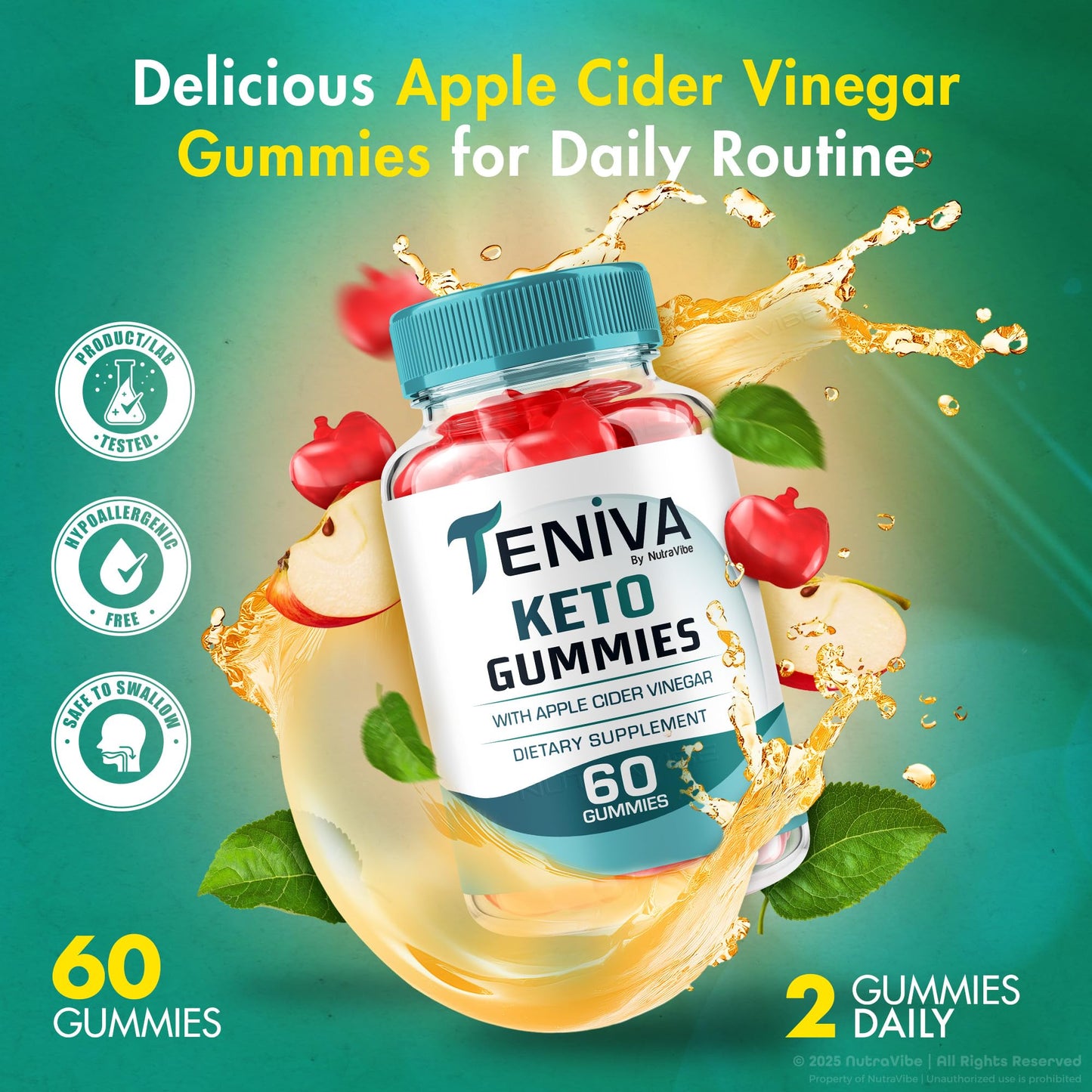 NutraVibe Teniva Keto Gummies, 180 Gummies