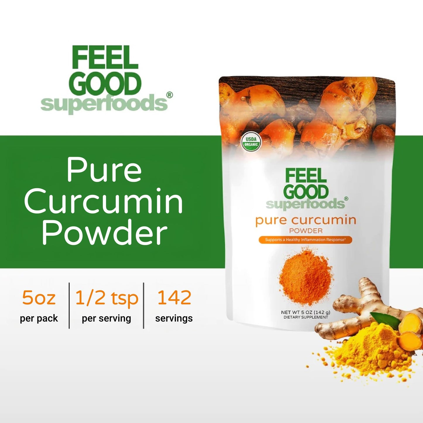 FEEL GOOD Pure Curcumin Powder, 5 oz