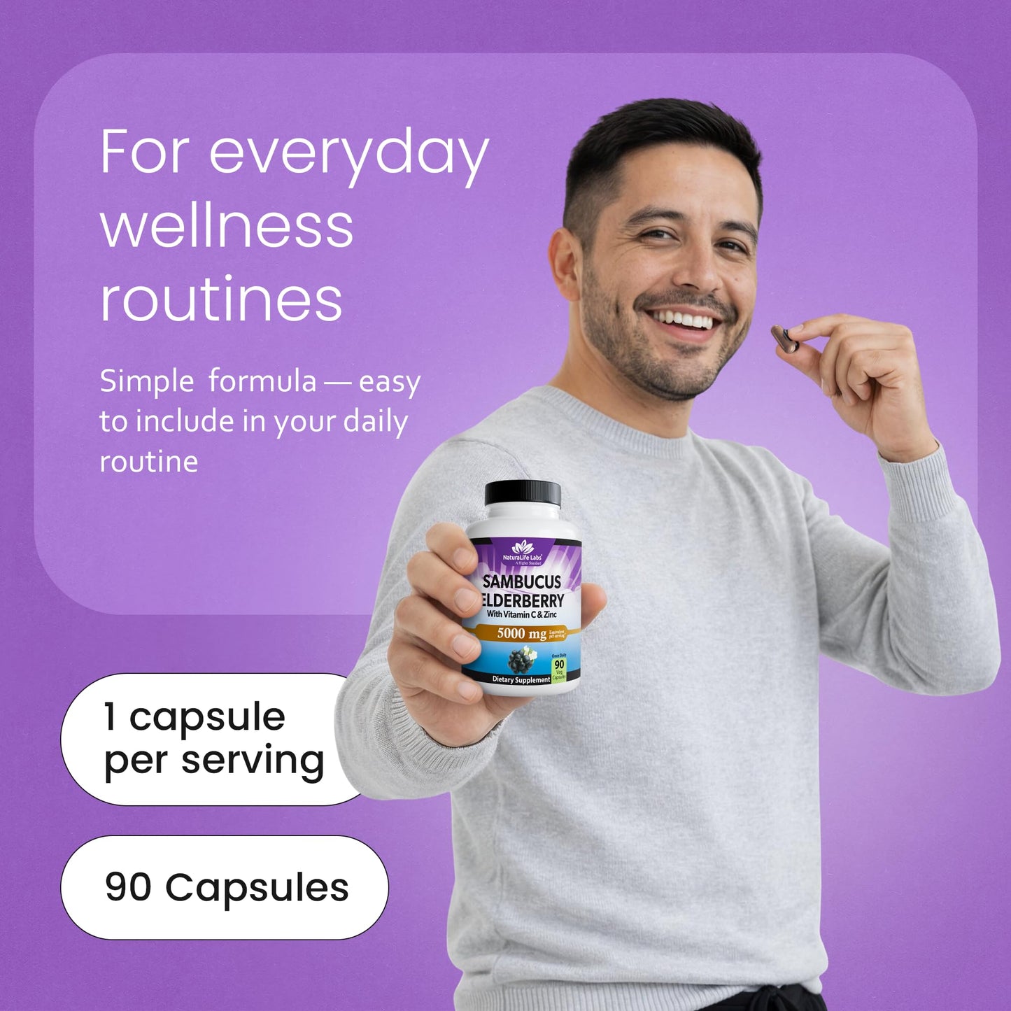 NaturaLife Labs Sambucus Elderberry Capsules 90 Count