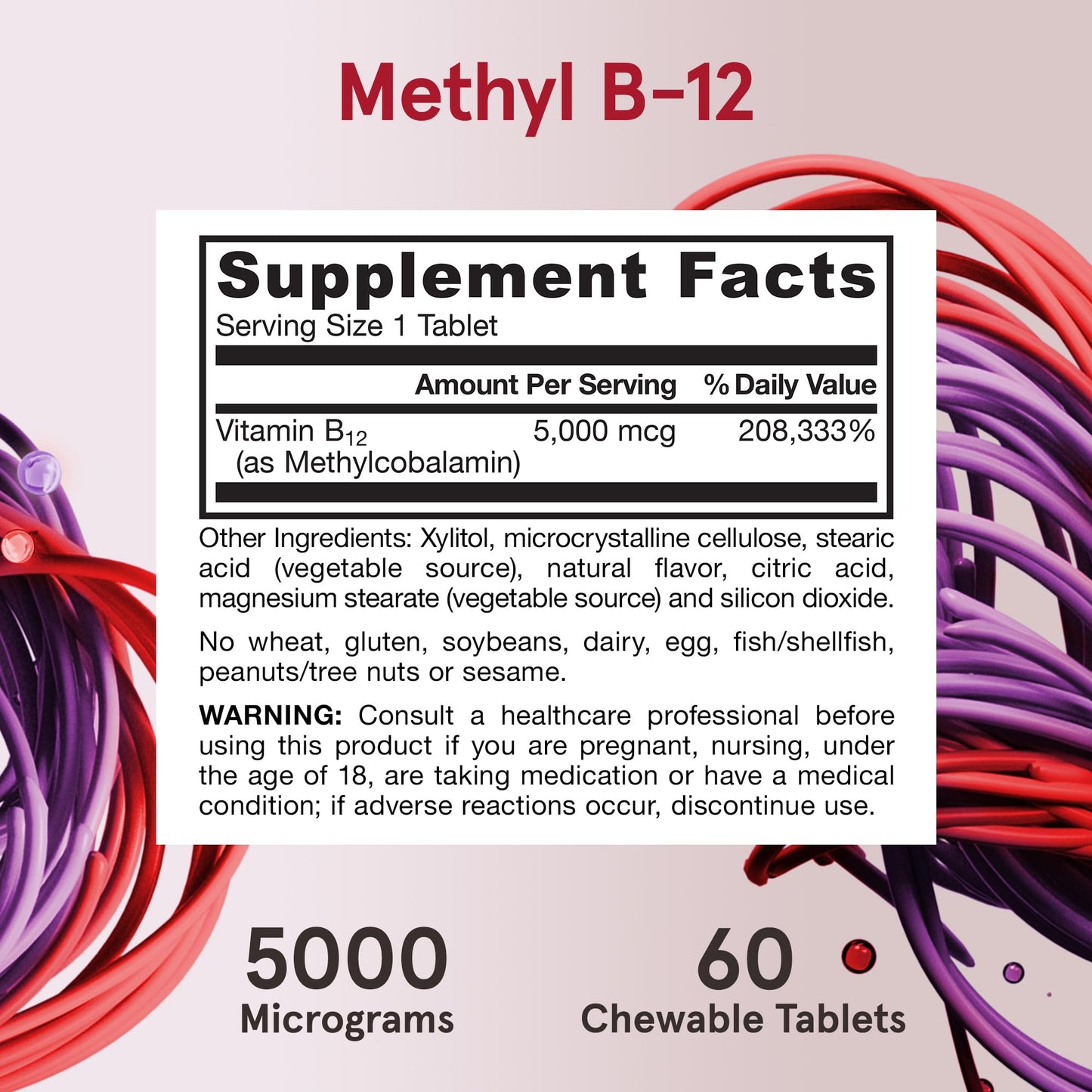 Jarrow Formulas Methyl Vitamin B12 5000 mcg Chewable Tablets 60