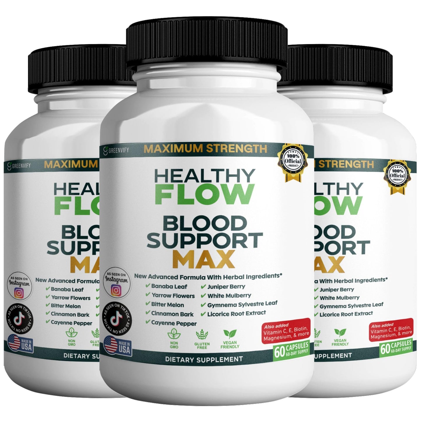 GREENVIFY Healthy Flow Blood Support Max Capsules, 180 Capsules