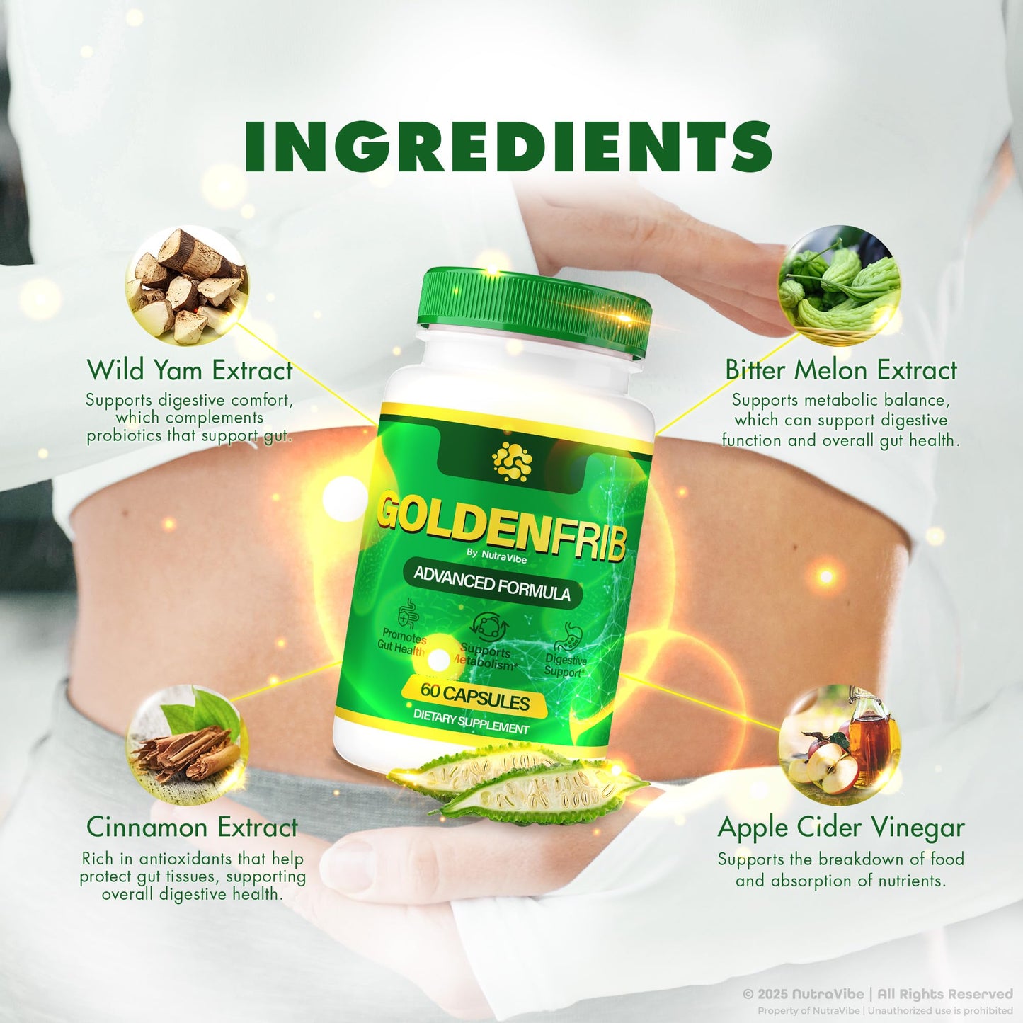 NutraVibe GoldenFrib Gut Support Capsule 120 Capsules