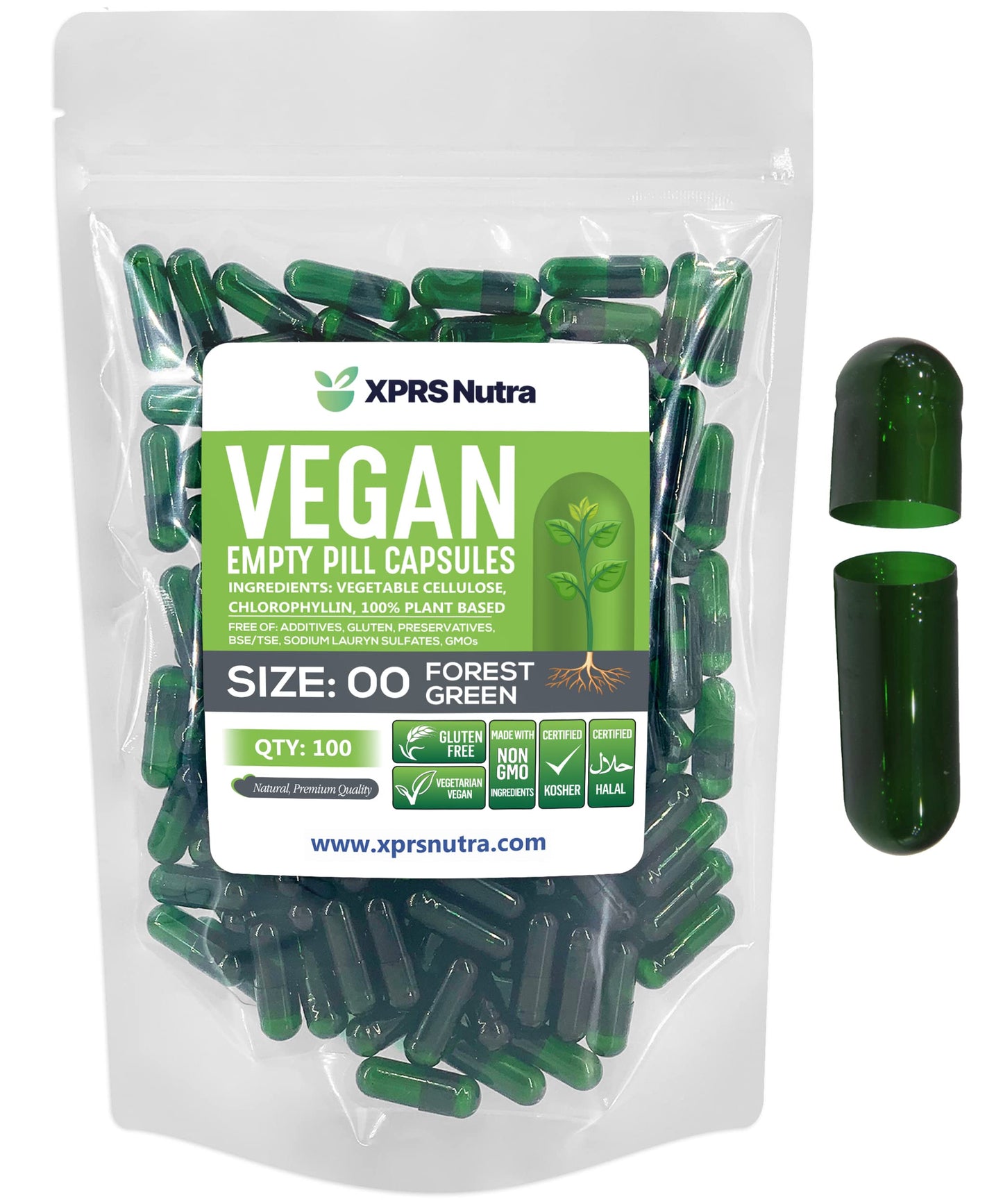 XPRS Nutra Size 00 Empty Veggie Capsules 100 Count