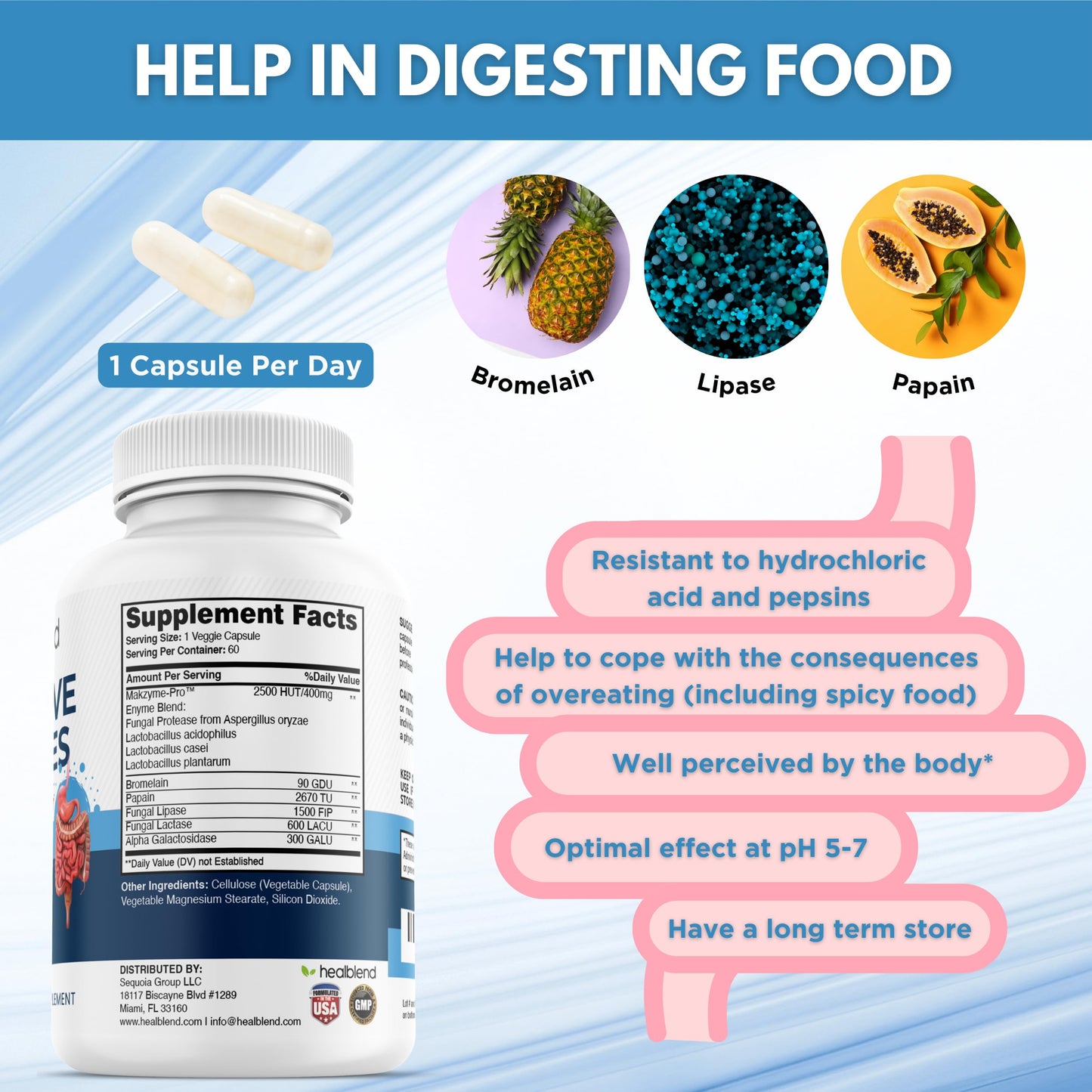 healblend Digestive Health Enzyme Blend Supplement Advanced Enzyme with Probiotics Capsule 1
