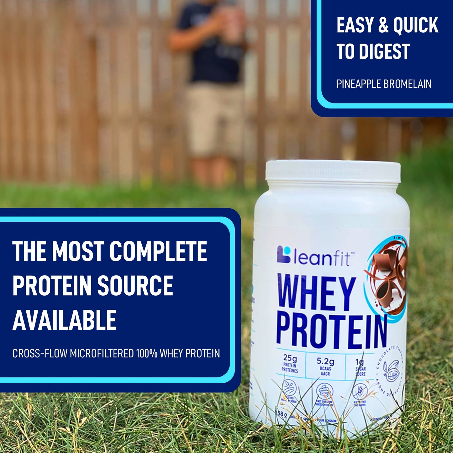 LeanFit Grass-fed Whey Protein Powder Natural Chocolate, Gluten-Free, Keto-Friendly & Low-Carb, 30 Servings