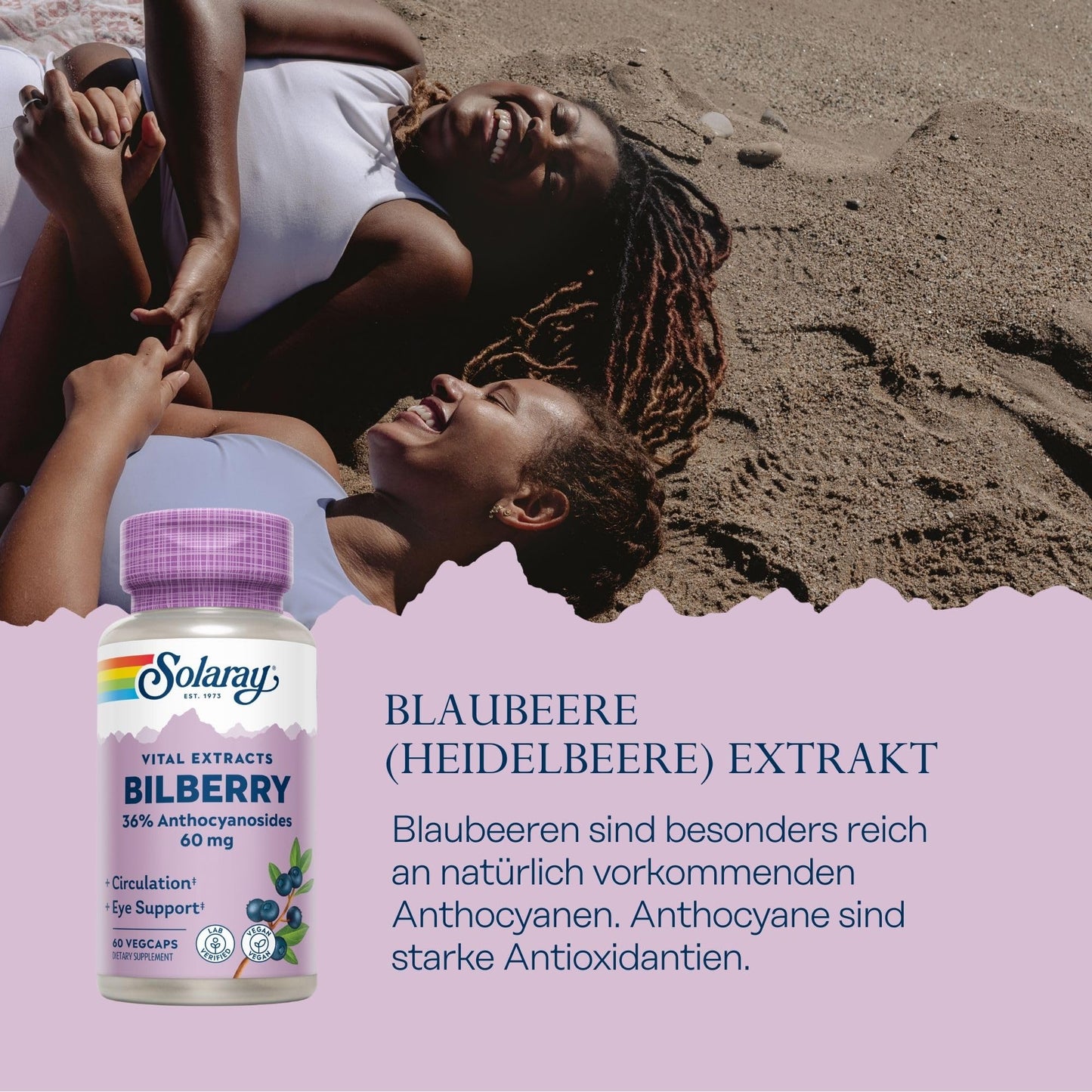 Solaray Bilberry Berry Extract 60 mg Capsule, 60 Count