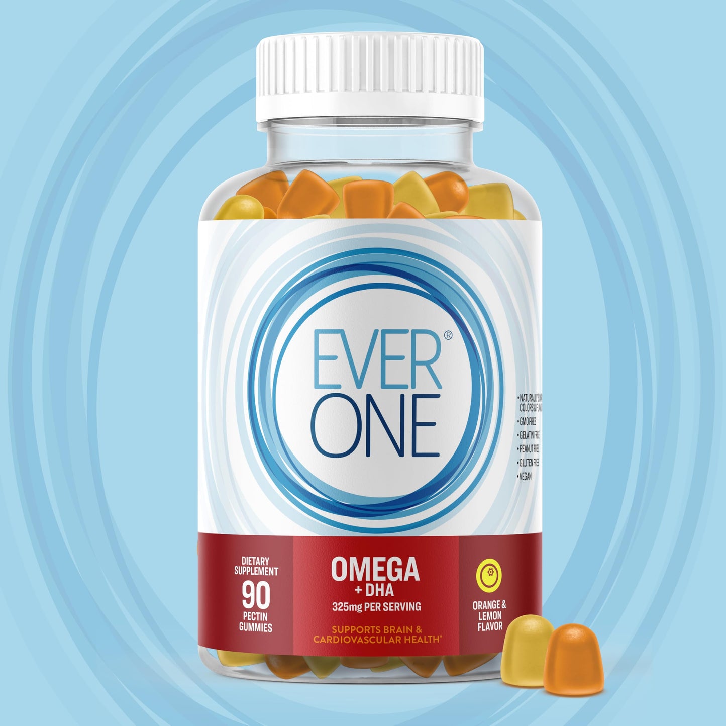 Ever One Omega Fish Oil Gummies with DHA, Omega 3-6-9, 90 Count