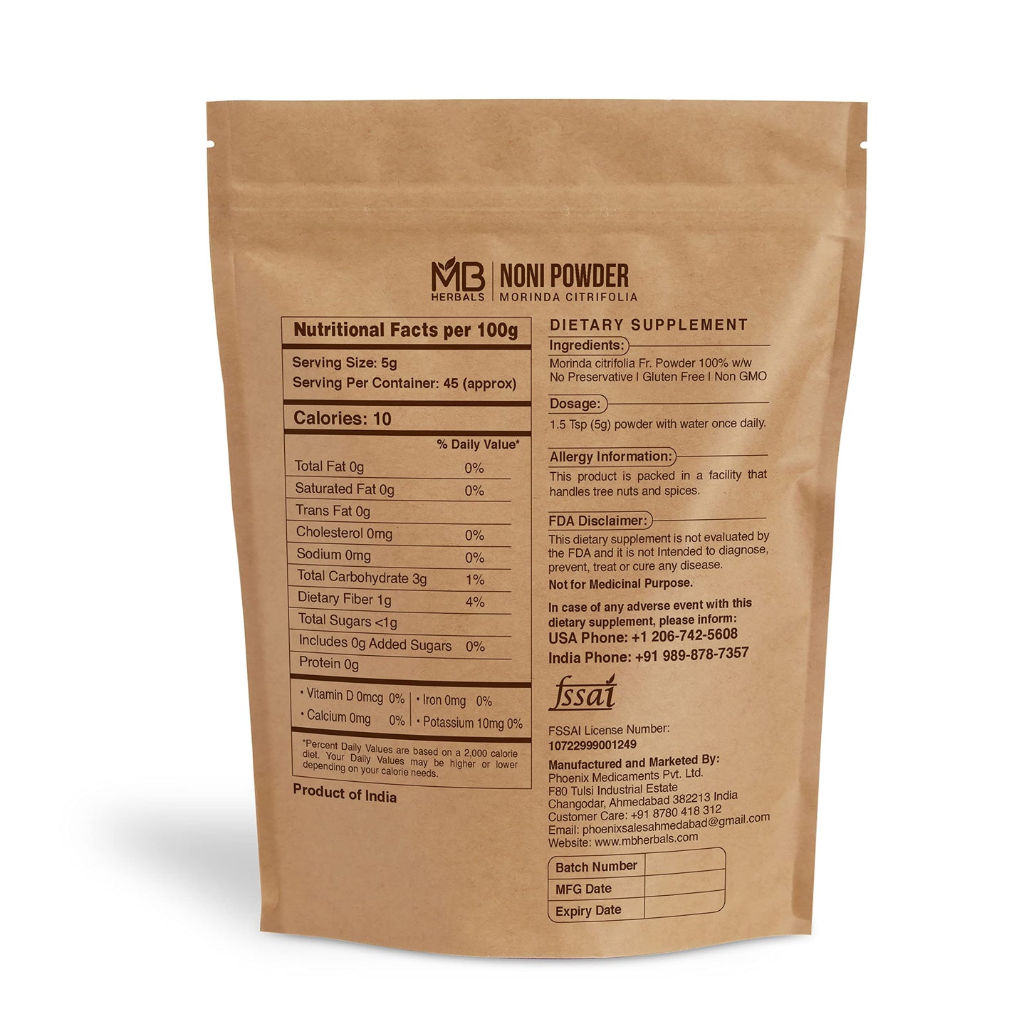 MB Herbals Noni Powder 8 oz