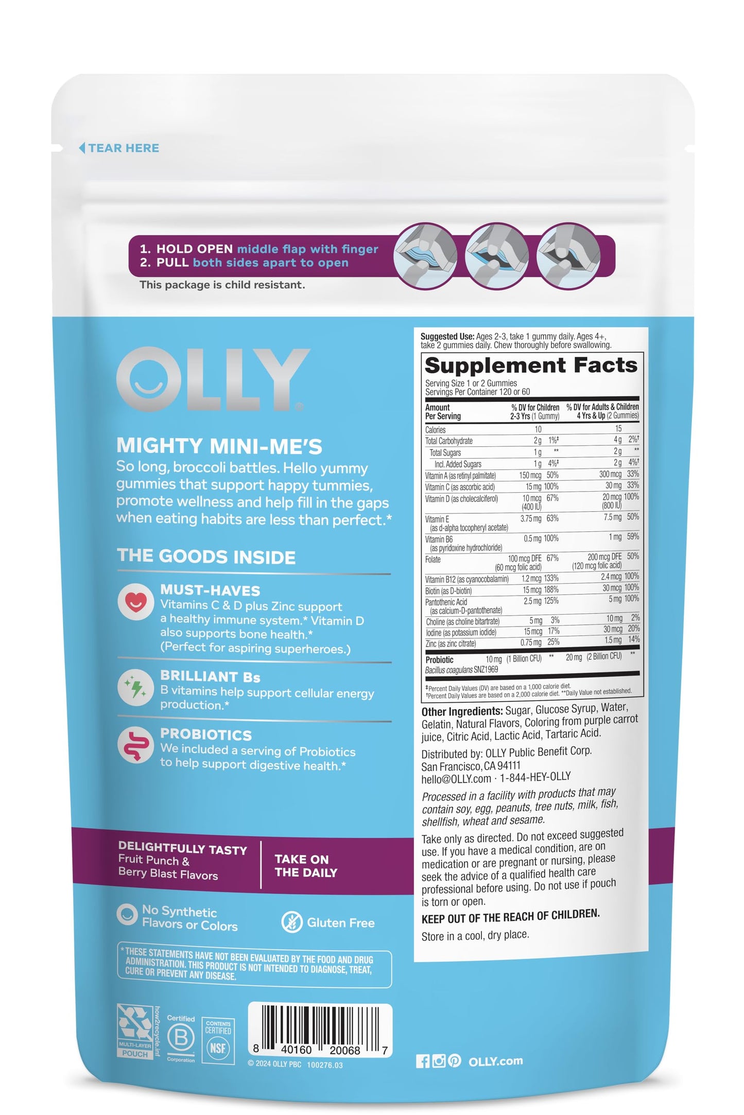 OLLY Kids Multivitamin & Probiotic Gummy, 240 Count