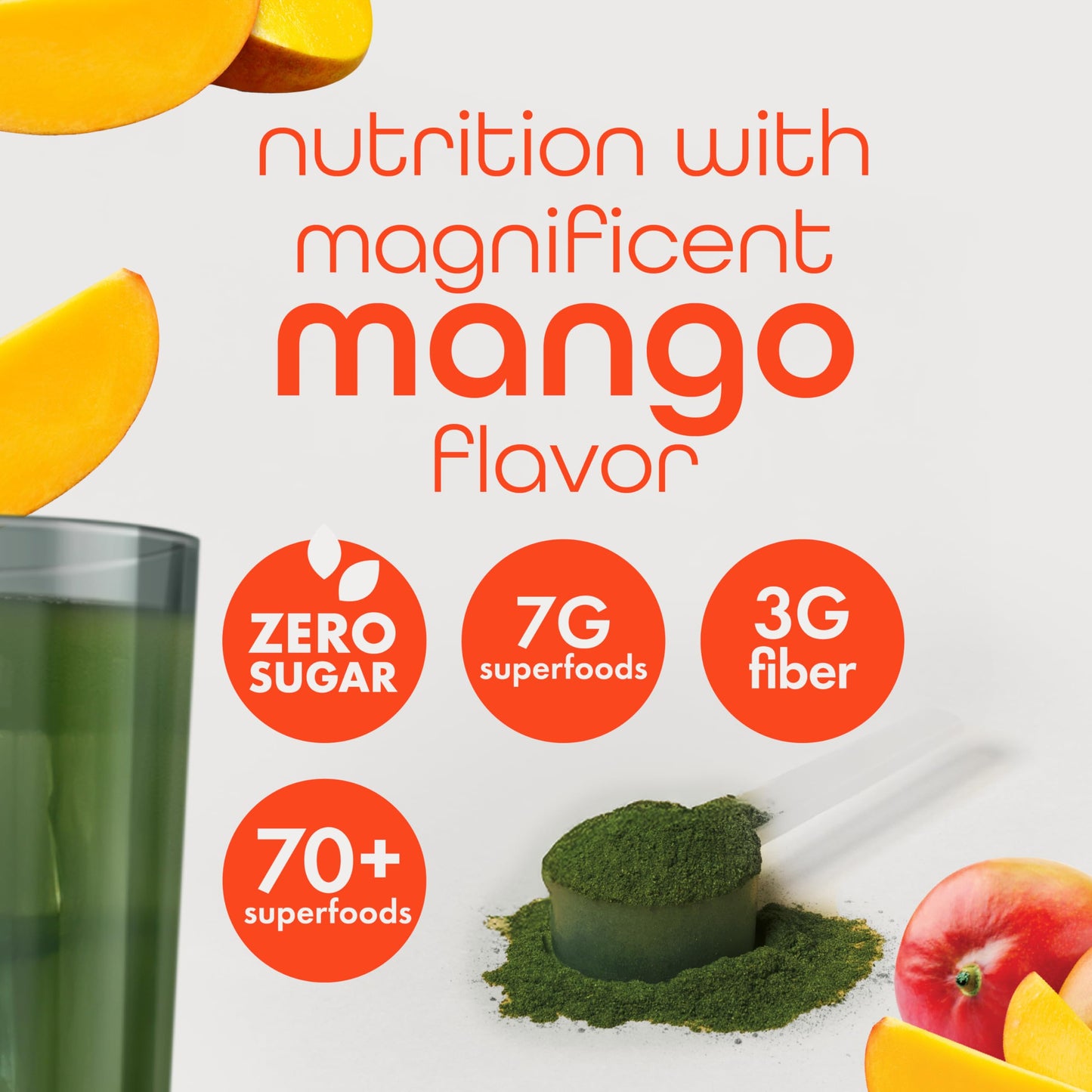 Zena Nutrition Organic Super Greens Powder Mango, 8.5 oz, 30 Servings