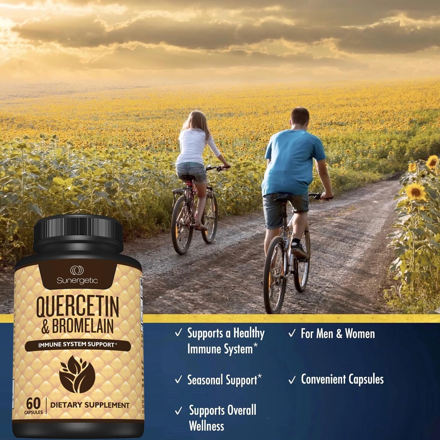 Sunergetic Quercetin & Bromelain Supplement Capsule 60 Capsules