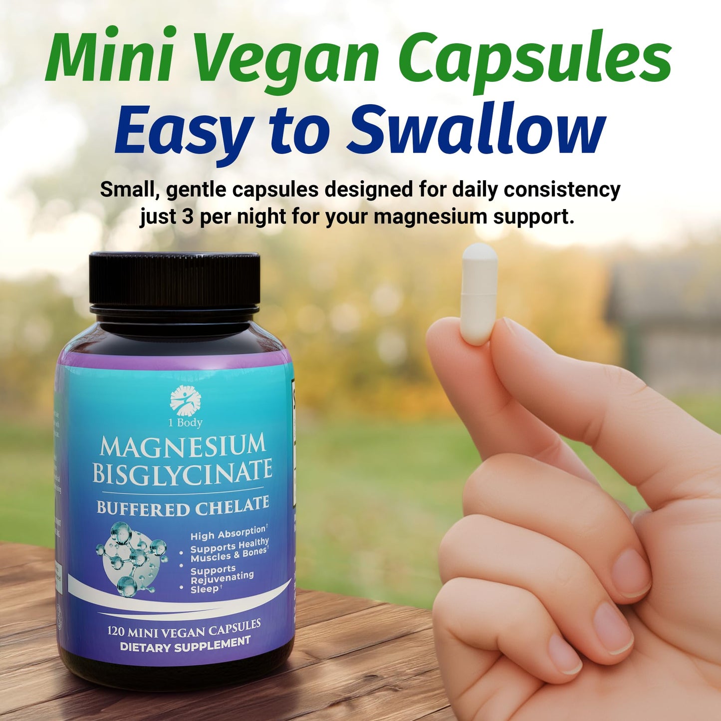 1 Body Magnesium Bisglycinate Capsules, 120 Count