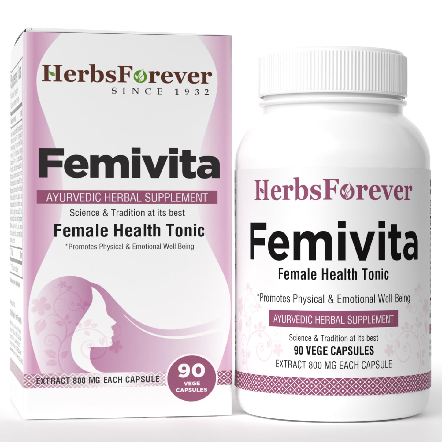 Herbsforever Femivita Capsules Everyday Female Health Supplement Supports Healthy Skin and Strong Muscles, 90 Vege Capsules