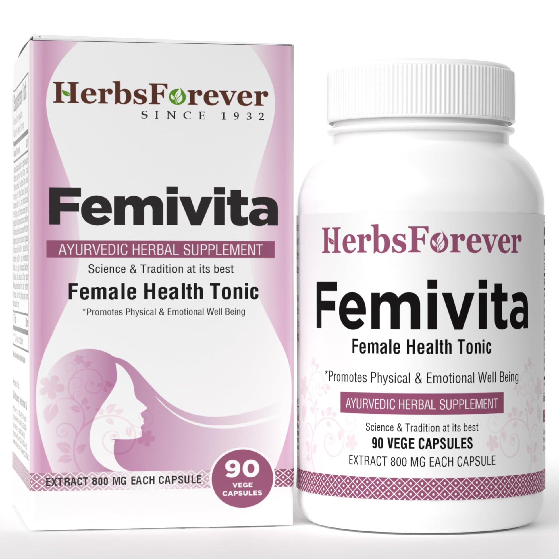 Herbsforever Femivita Capsules Everyday Female Health Supplement Supports Healthy Skin and Strong Muscles, 90 Vege Capsules