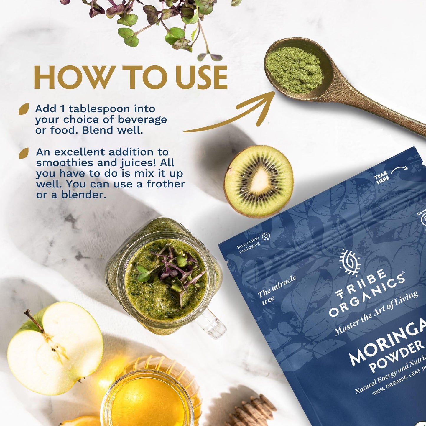 TRIBE ORGANICS Organic Moringa Oleifera Powder 7.05 oz